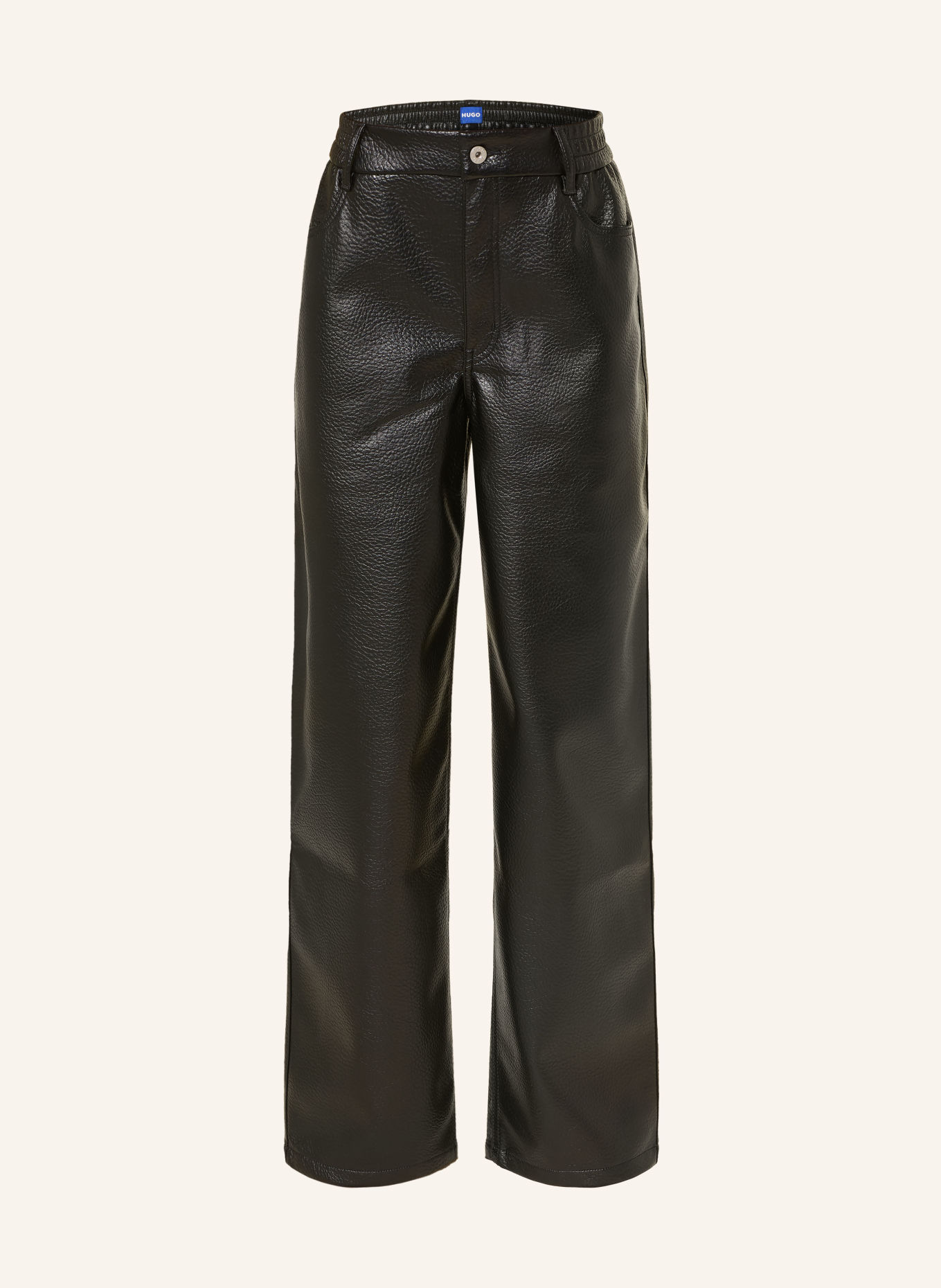 HUGO Pantalon aspect cuir: NOIR
