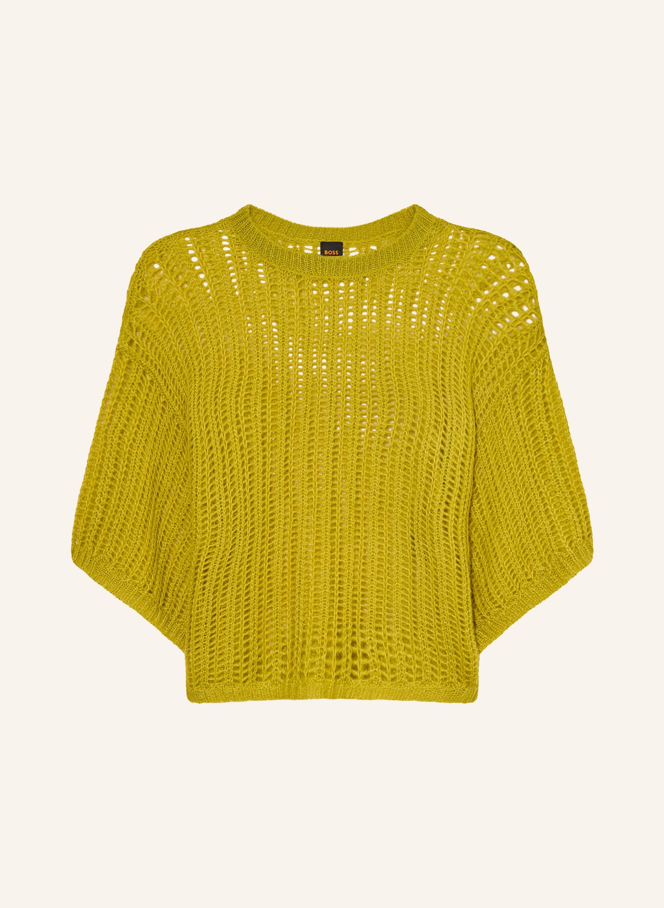 BOSS FRUG-trui met 3/4-mouwen en mohair: LICHTGROEN
