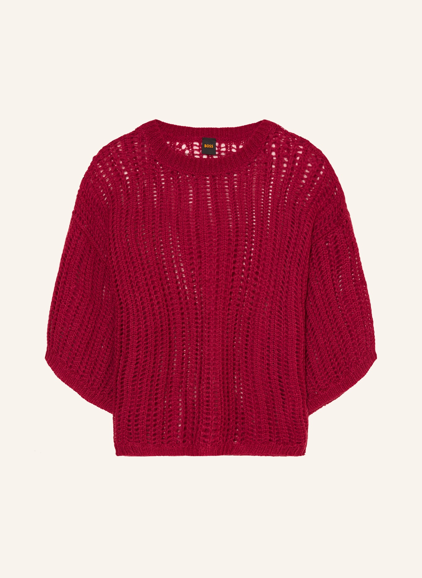 BOSS Pull FRUG à manches 3/4 en mohair: ROUGE FONCÉ