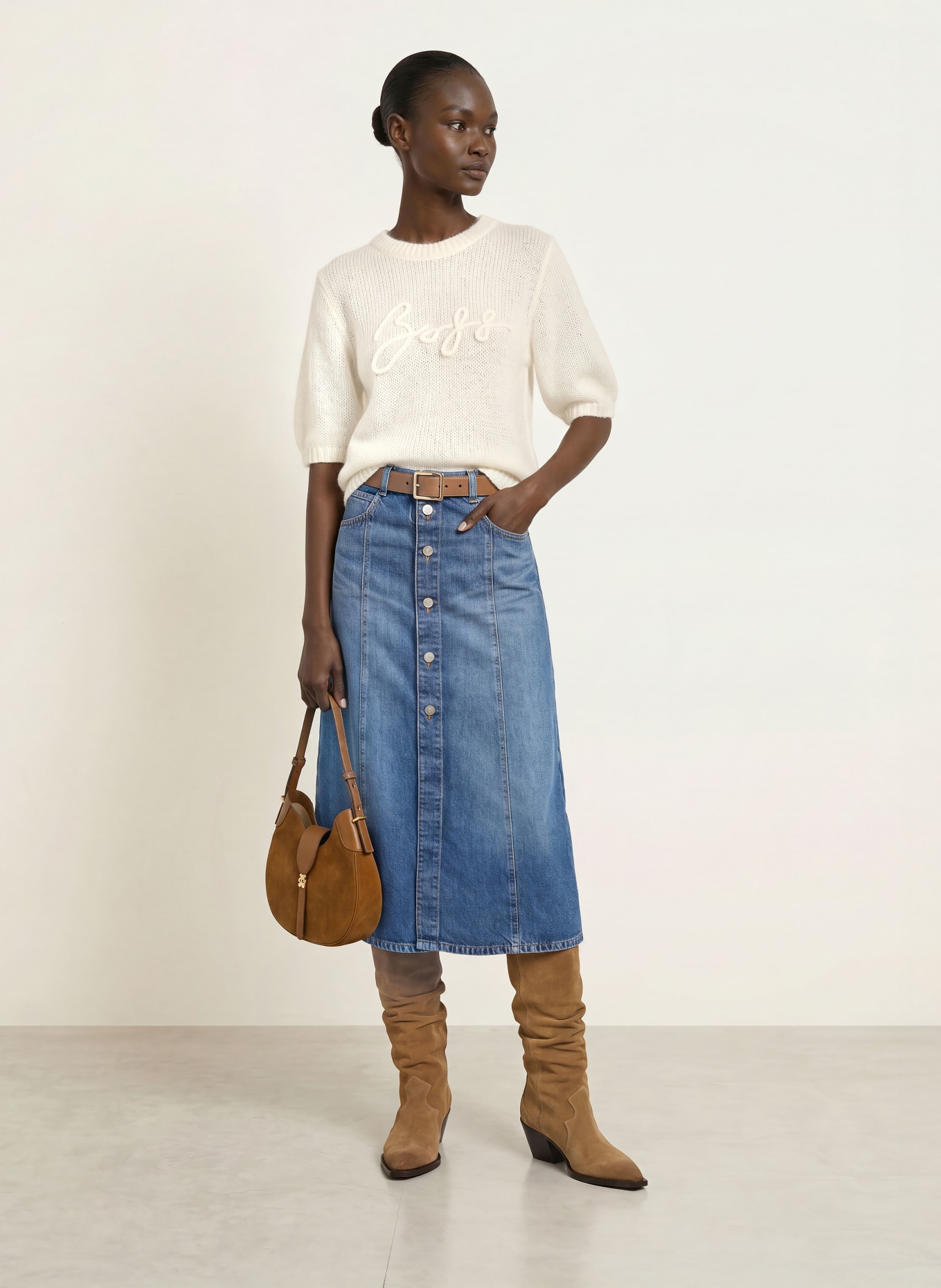 BOSS Haut en maille FAREZZA avec mohair: BLANC