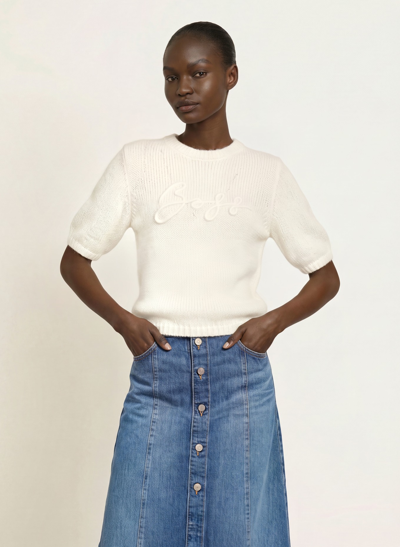 BOSS Haut en maille FAREZZA avec mohair: BLANC