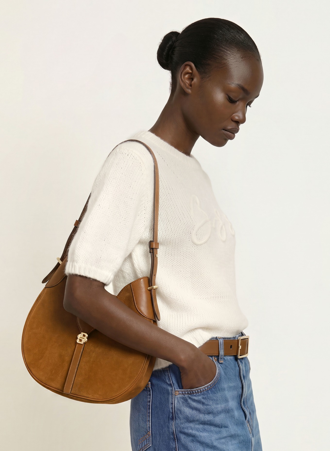 BOSS Haut en maille FAREZZA avec mohair: BLANC
