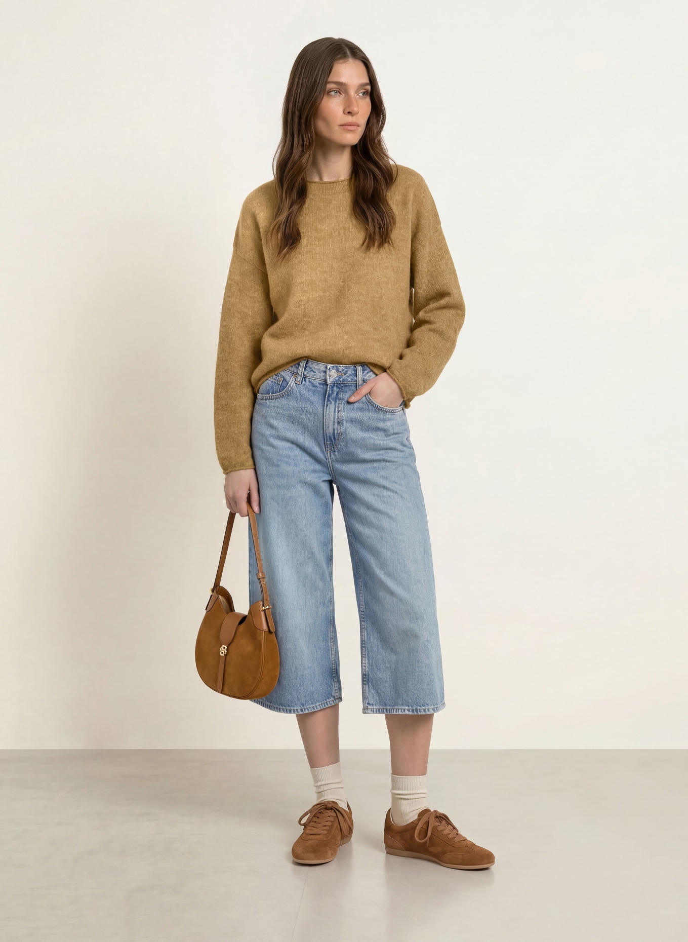 BOSS Trui FOLLETTO met alpaca: KAKI