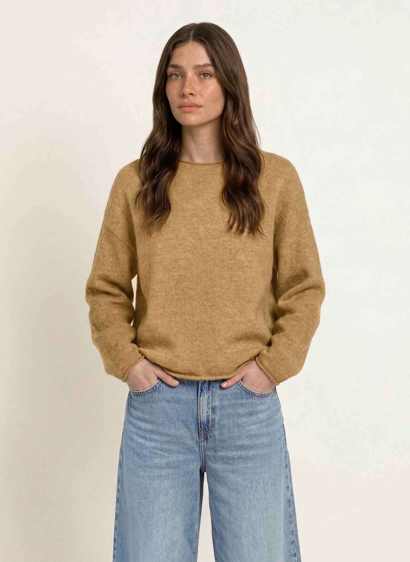 BOSS Trui FOLLETTO met alpaca: KAKI