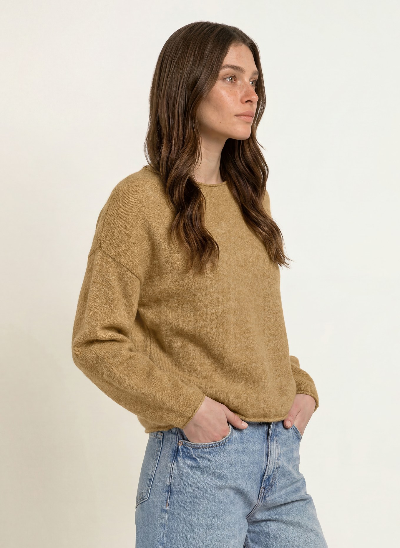 BOSS Trui FOLLETTO met alpaca: KAKI