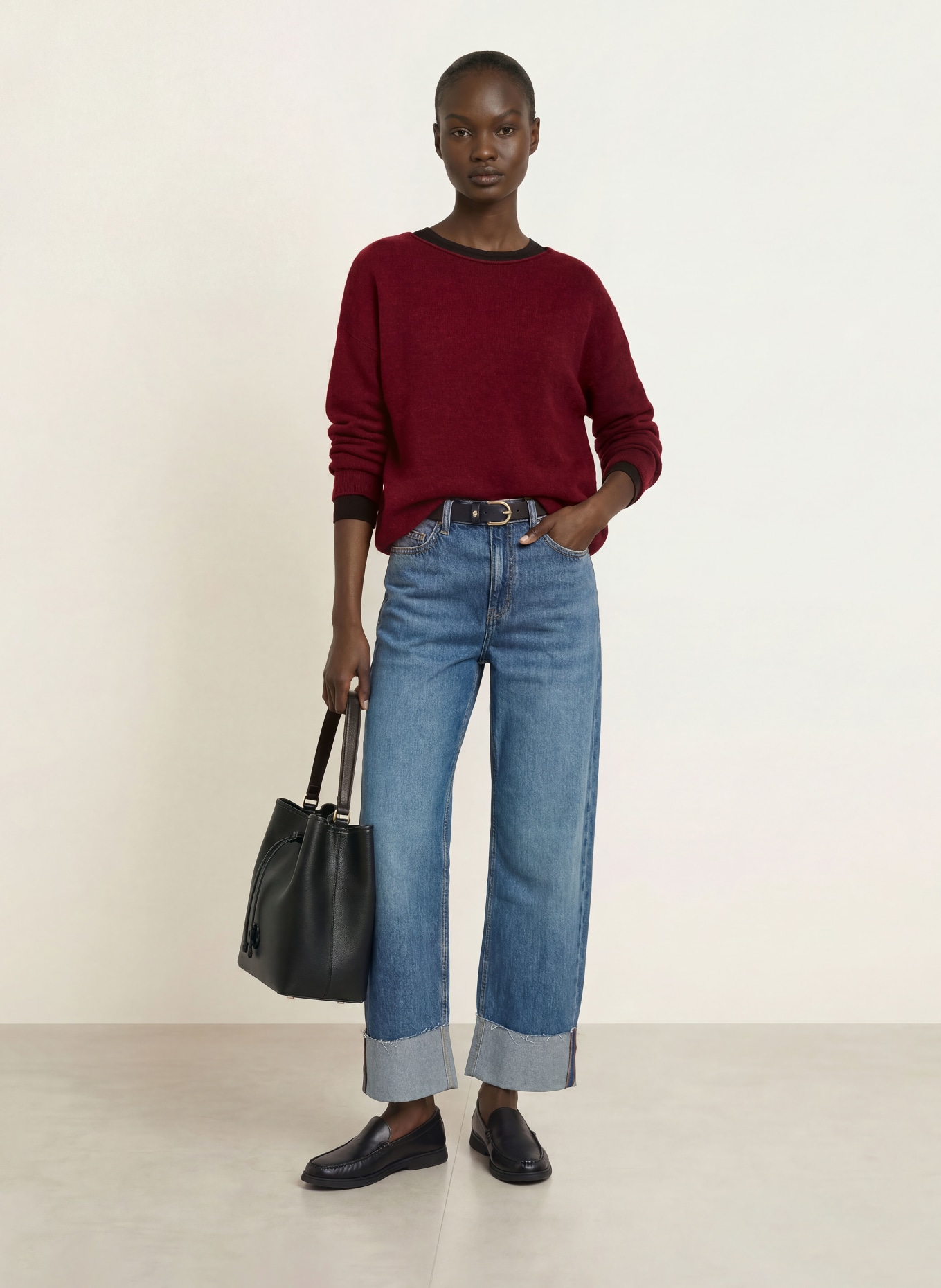 BOSS Pull FOLLETTO en alpaga: ROUGE FONCÉ