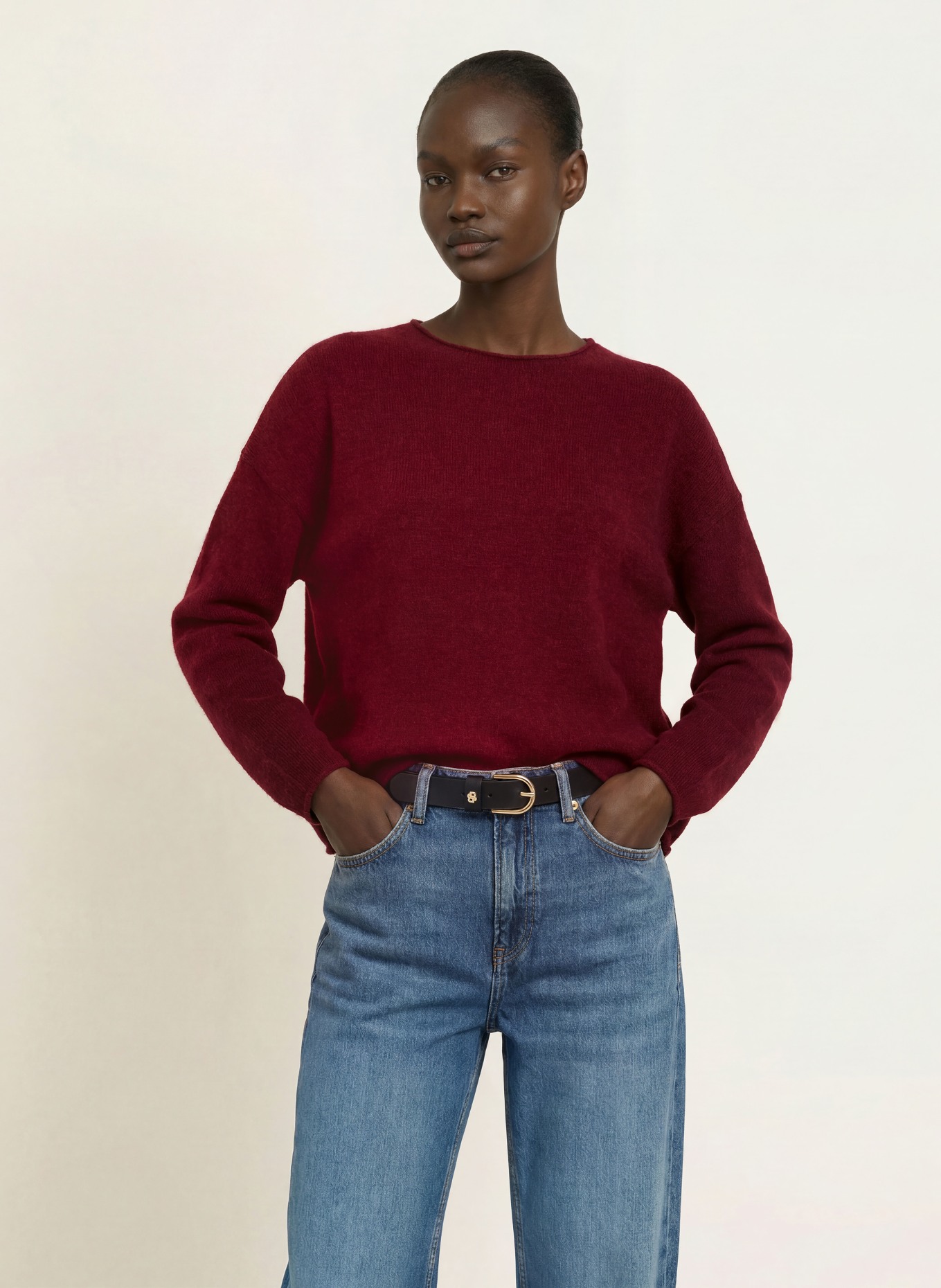 BOSS Pull FOLLETTO en alpaga: ROUGE FONCÉ
