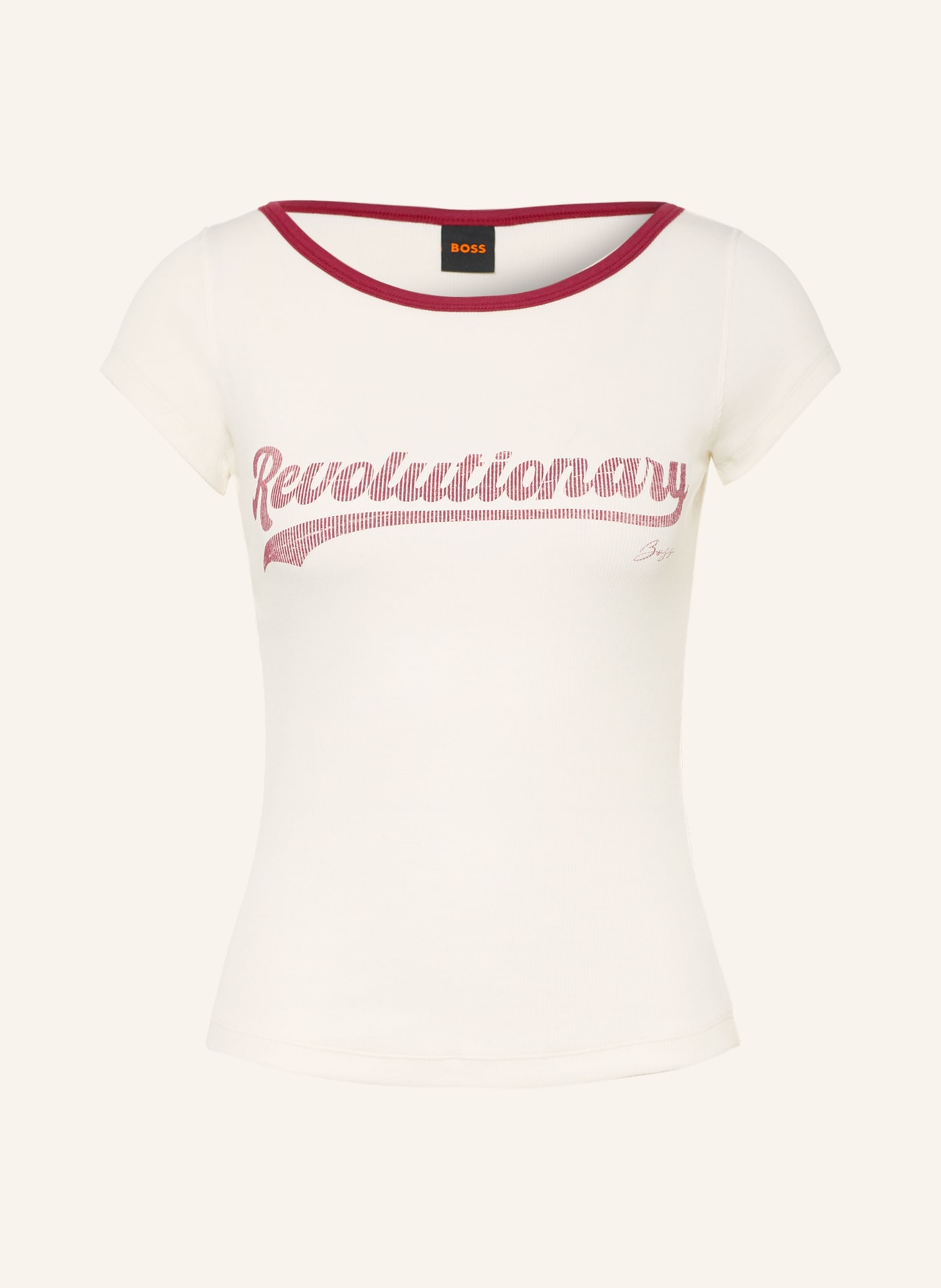 BOSS T-shirt ETINE: BLANC / ROUGE FONCÉ