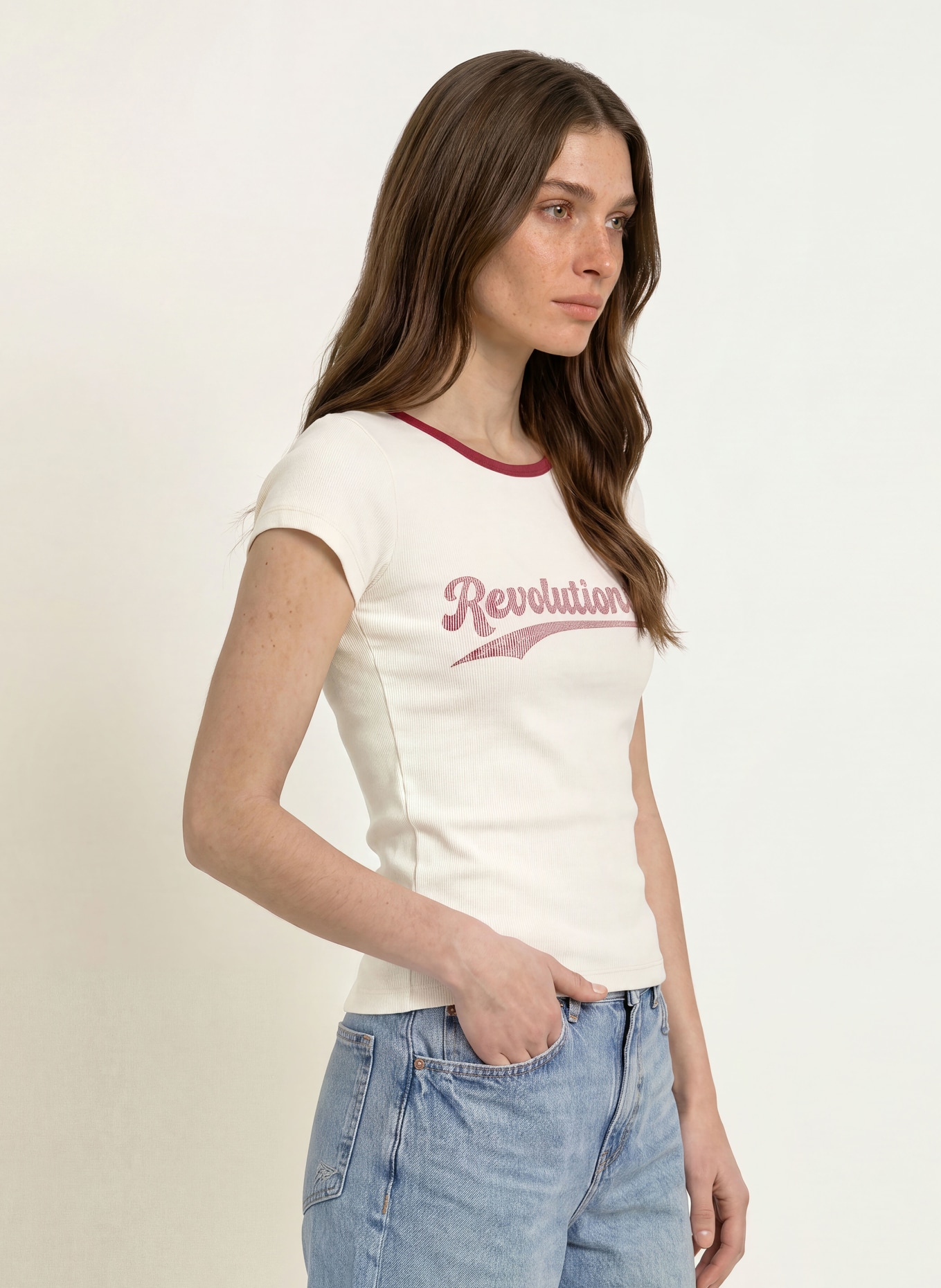 BOSS T-shirt ETINE: BLANC / ROUGE FONCÉ