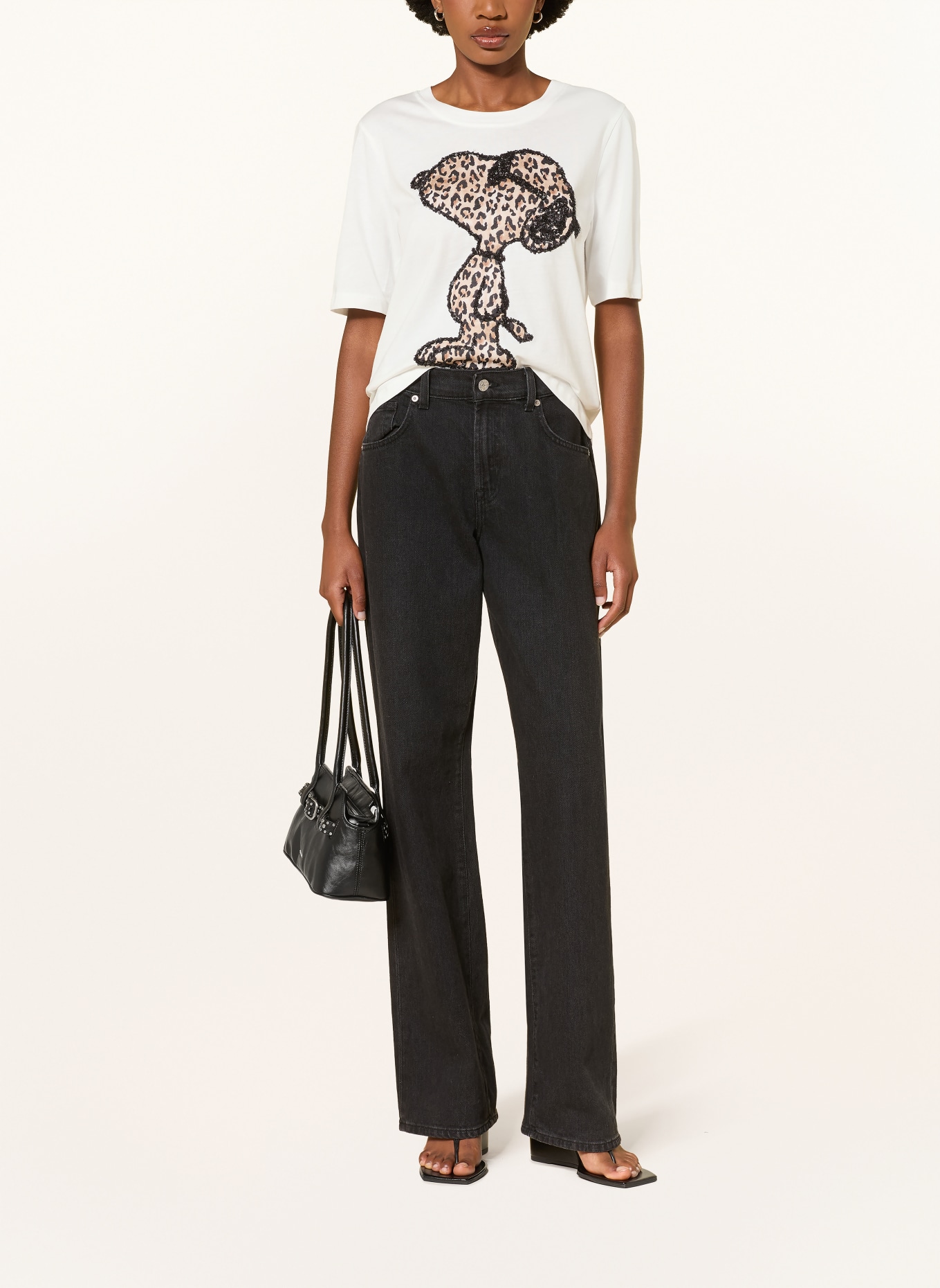 Princess GOES HOLLYWOOD T-shirt met pailletten: WIT / BRUIN / ZWART