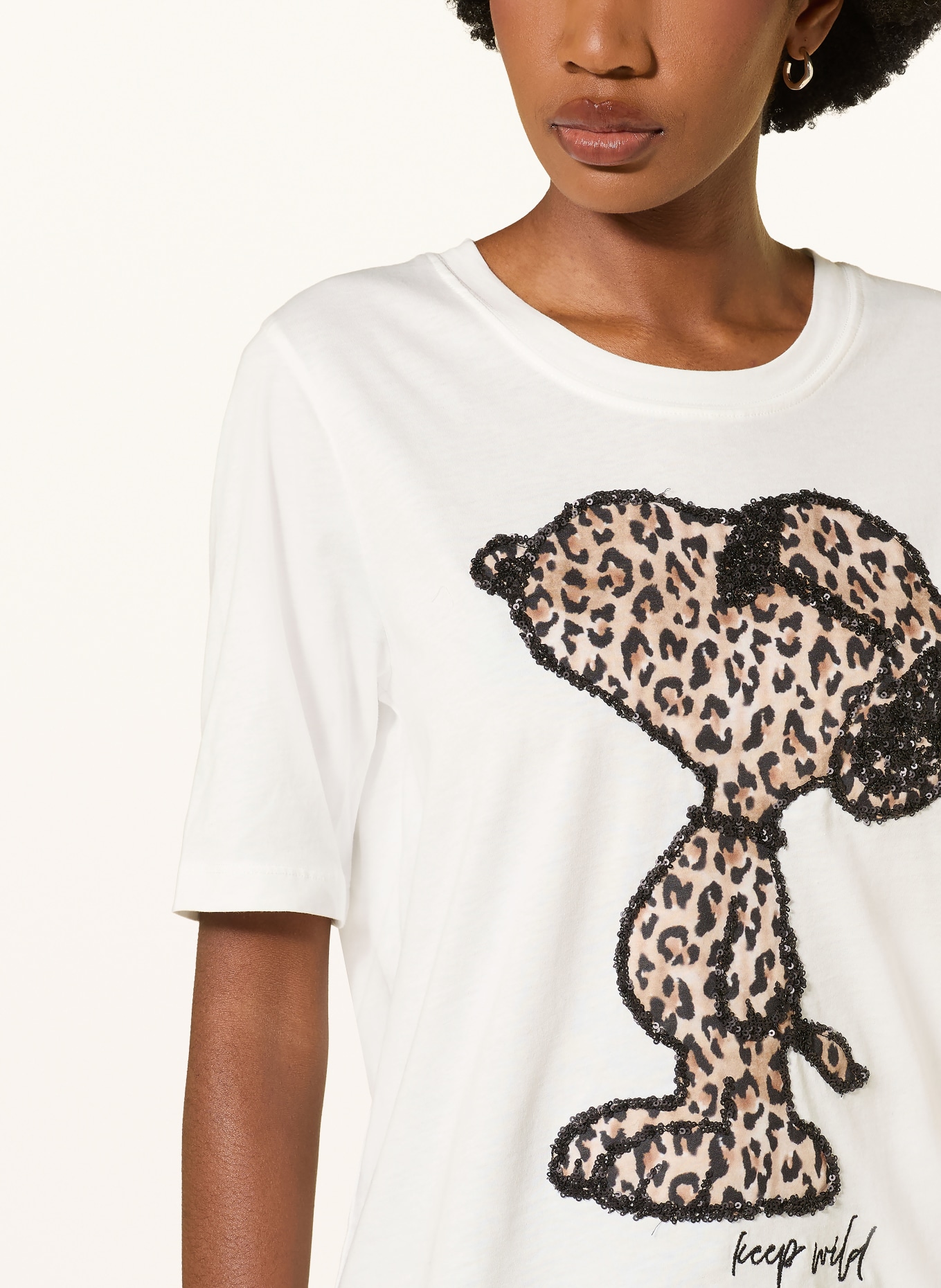 Princess GOES HOLLYWOOD T-shirt met pailletten: WIT / BRUIN / ZWART
