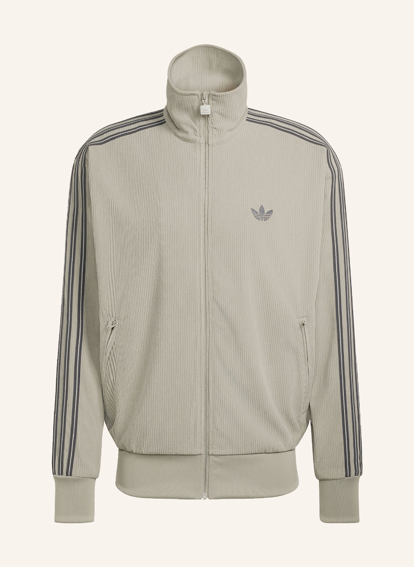 adidas Originals Jachetă din velur FIREBIRD: VERDE DESCHIS / GRI ÎNCHIS