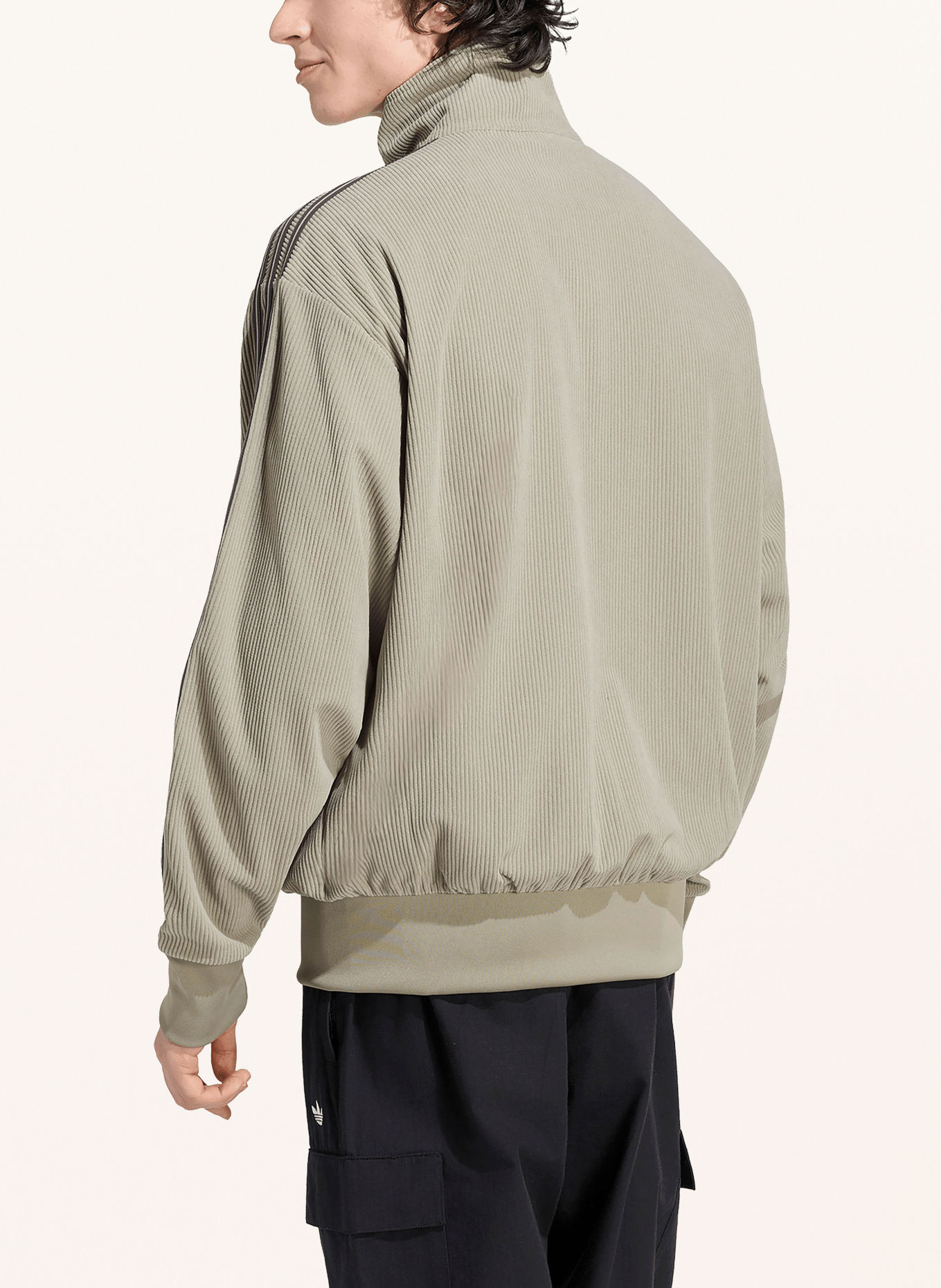 adidas Originals Jachetă din velur FIREBIRD: VERDE DESCHIS / GRI ÎNCHIS