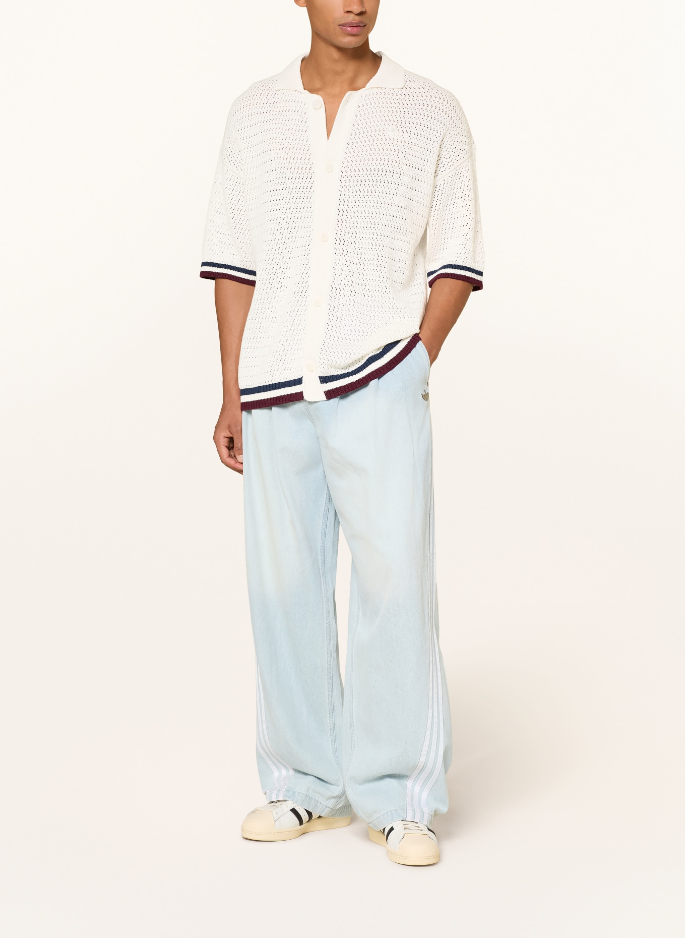 adidas Originals Strickhemd MUNICH Loose Fit: CREME / DUNKELROT / DUNKELBLAU