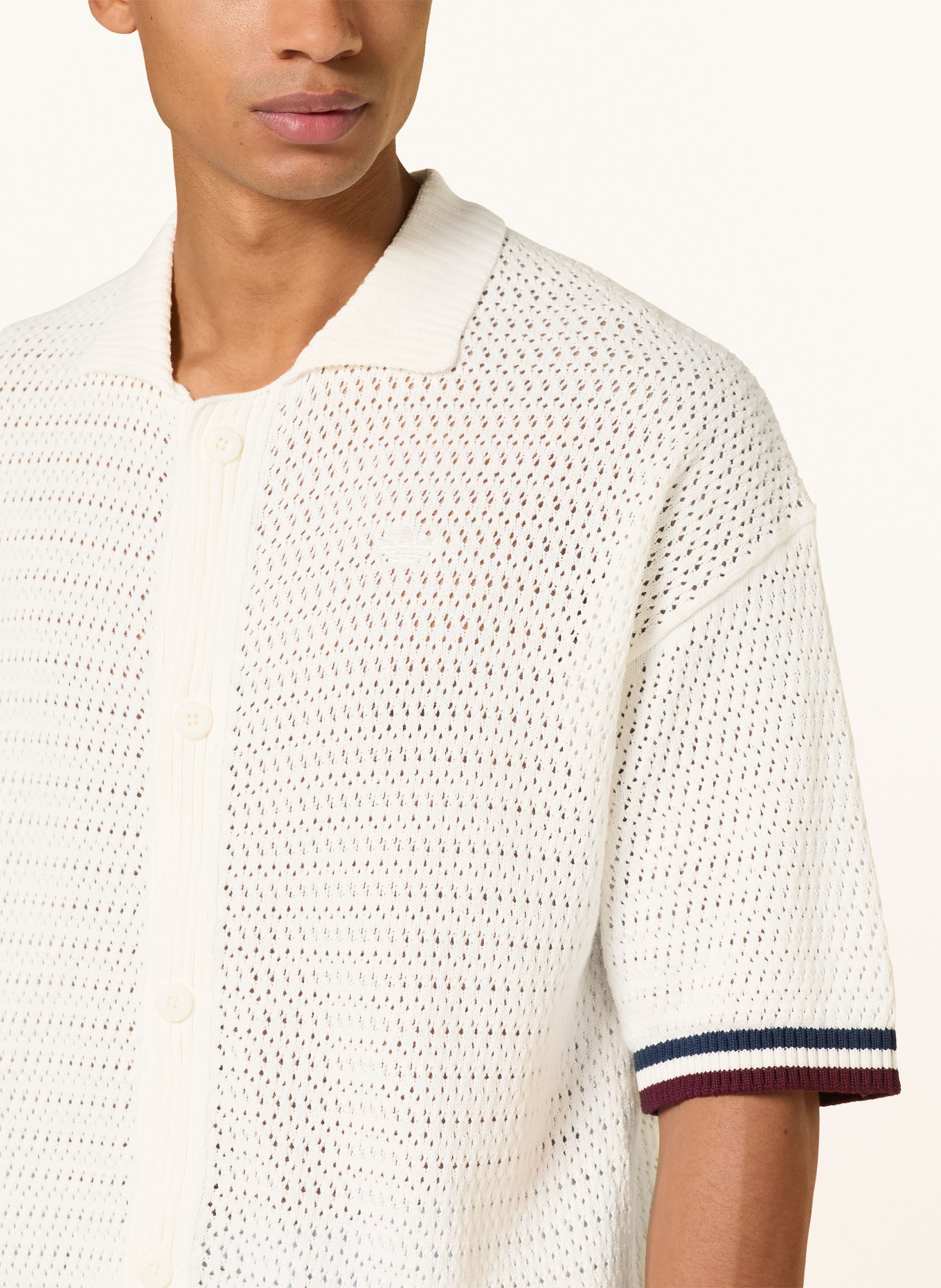 adidas Originals Strickhemd MUNICH Loose Fit: CREME / DUNKELROT / DUNKELBLAU