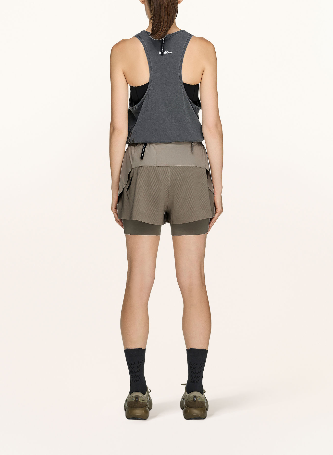 adidas 2-in-1 running shorts: KHAKI
