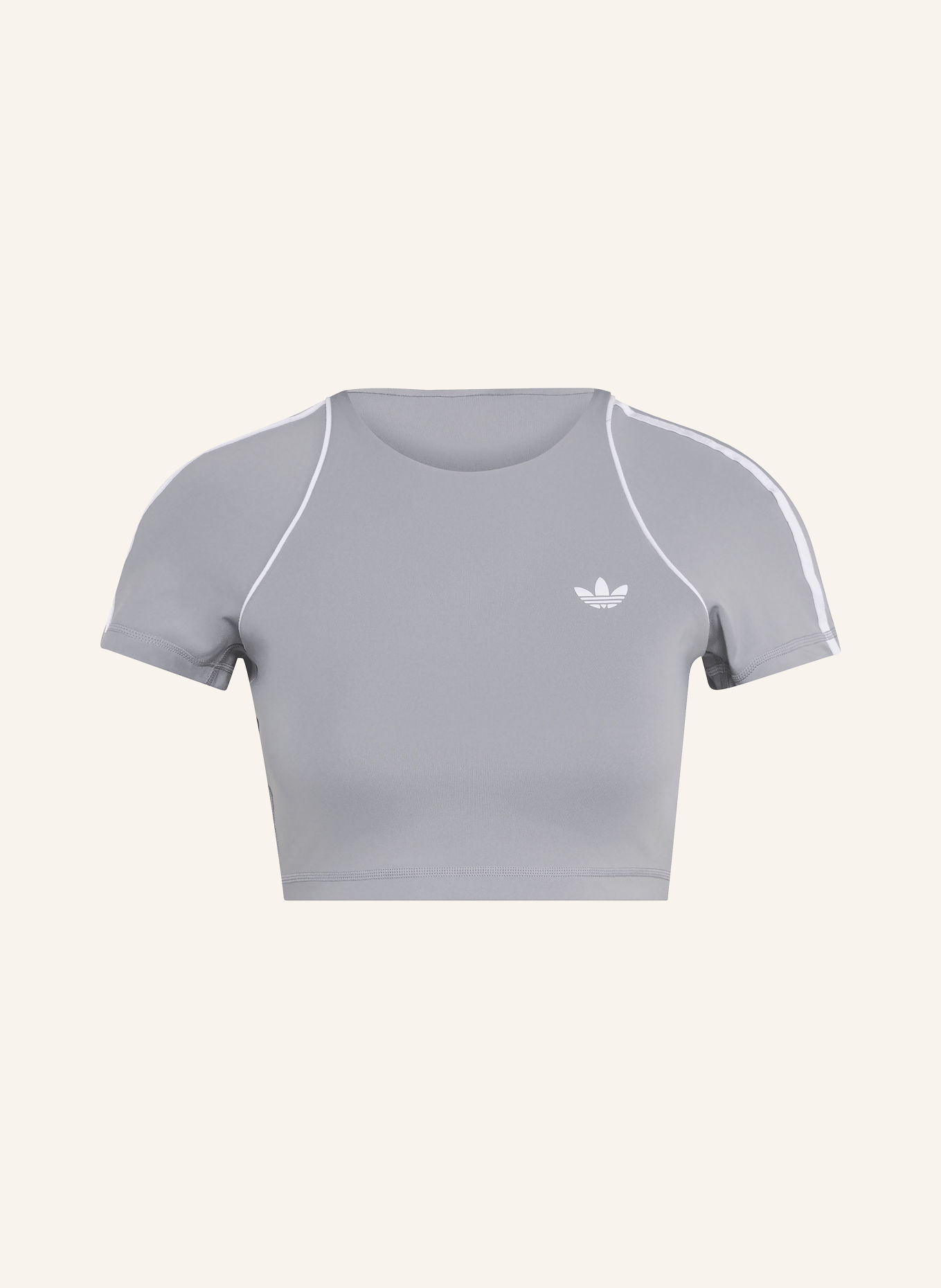 adidas Originals ADIDAS ORIGINALS SPORT SUPERSTAR Cropped Shirt: GRAY / WHITE