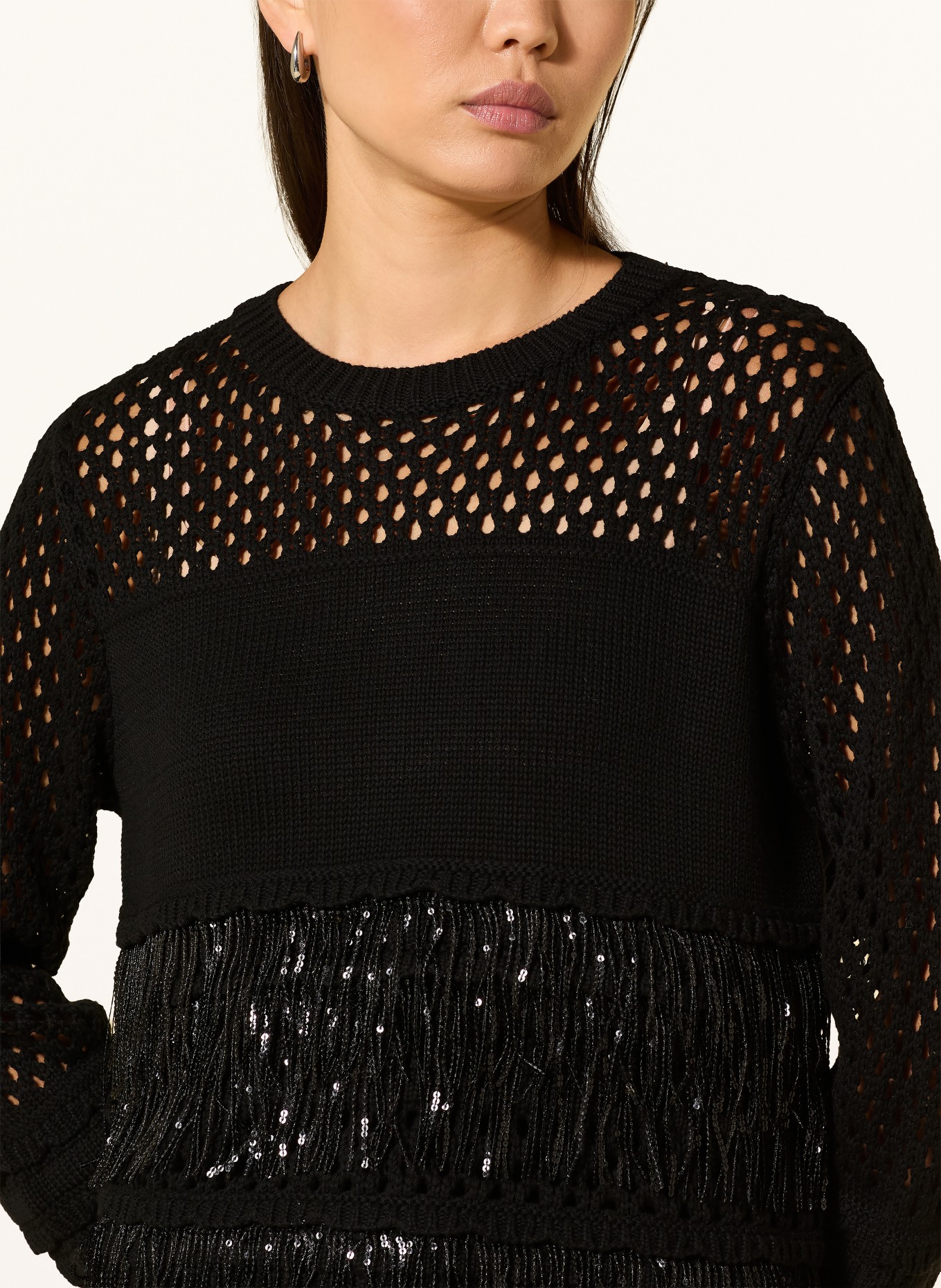 oui Sequin Sweater: BLACK