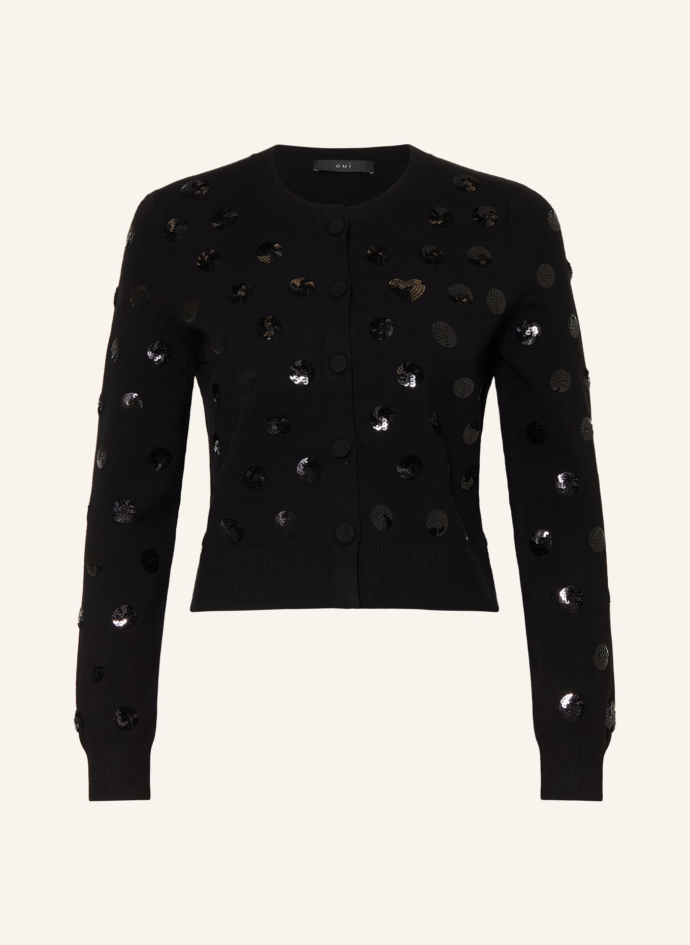 oui Strickjacke mit Pailletten: SCHWARZ