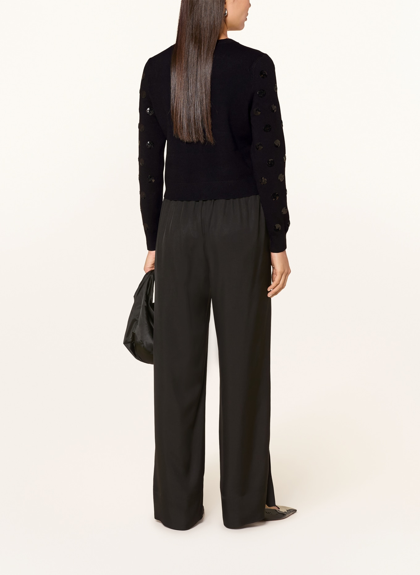 oui Strickjacke mit Pailletten: SCHWARZ