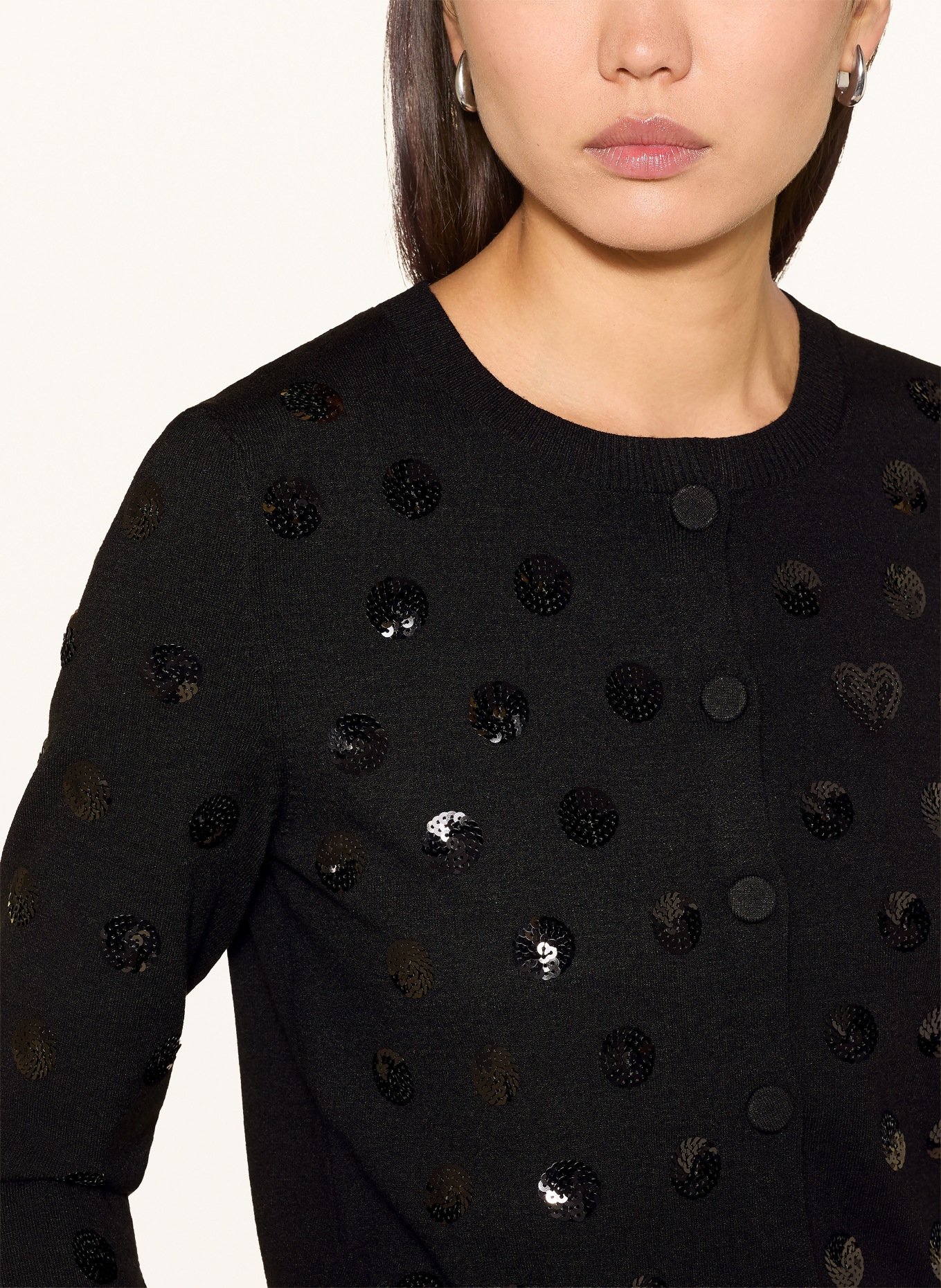 oui Strickjacke mit Pailletten: SCHWARZ