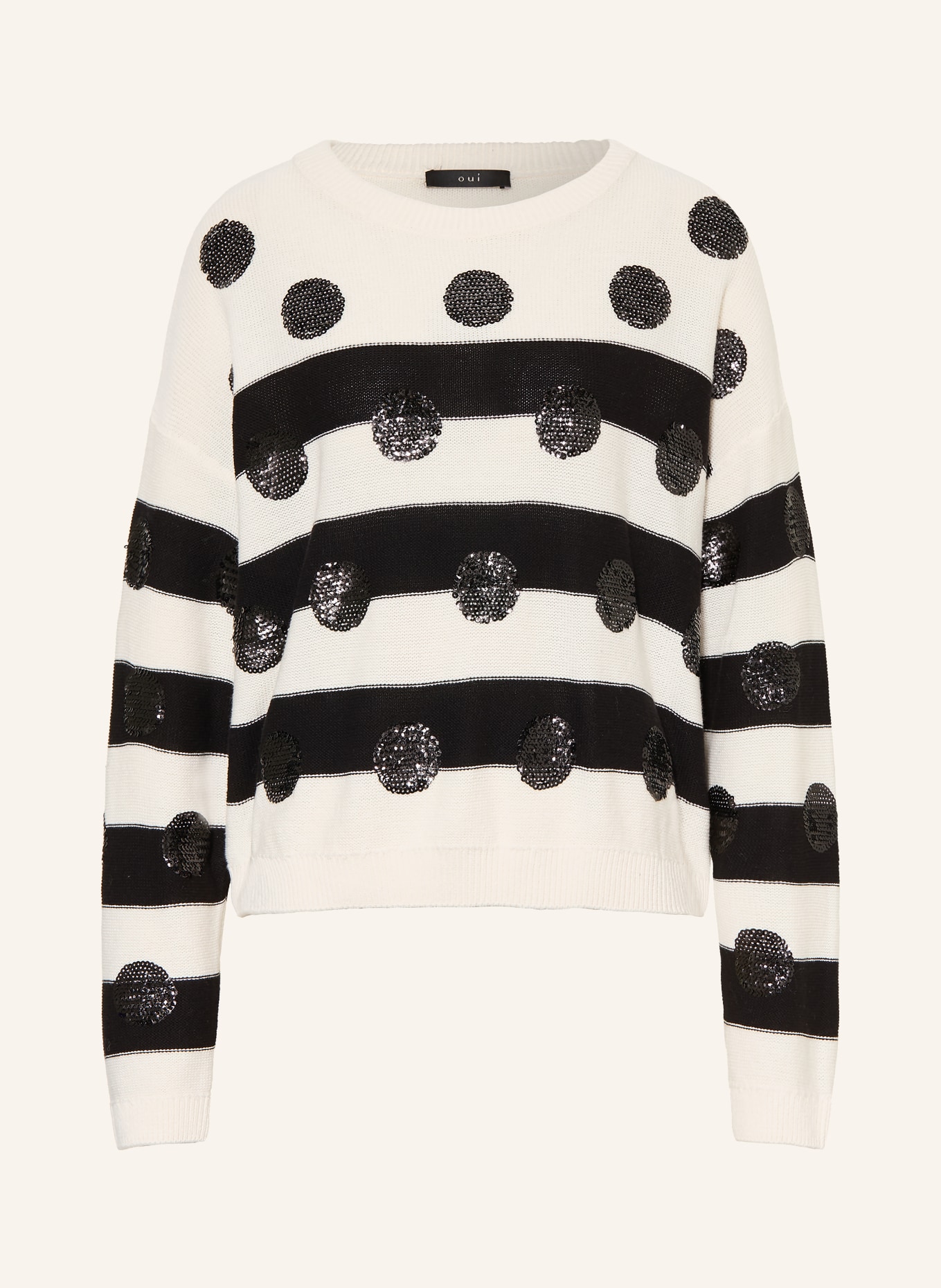 oui Sequin Sweater: WHITE / BLACK