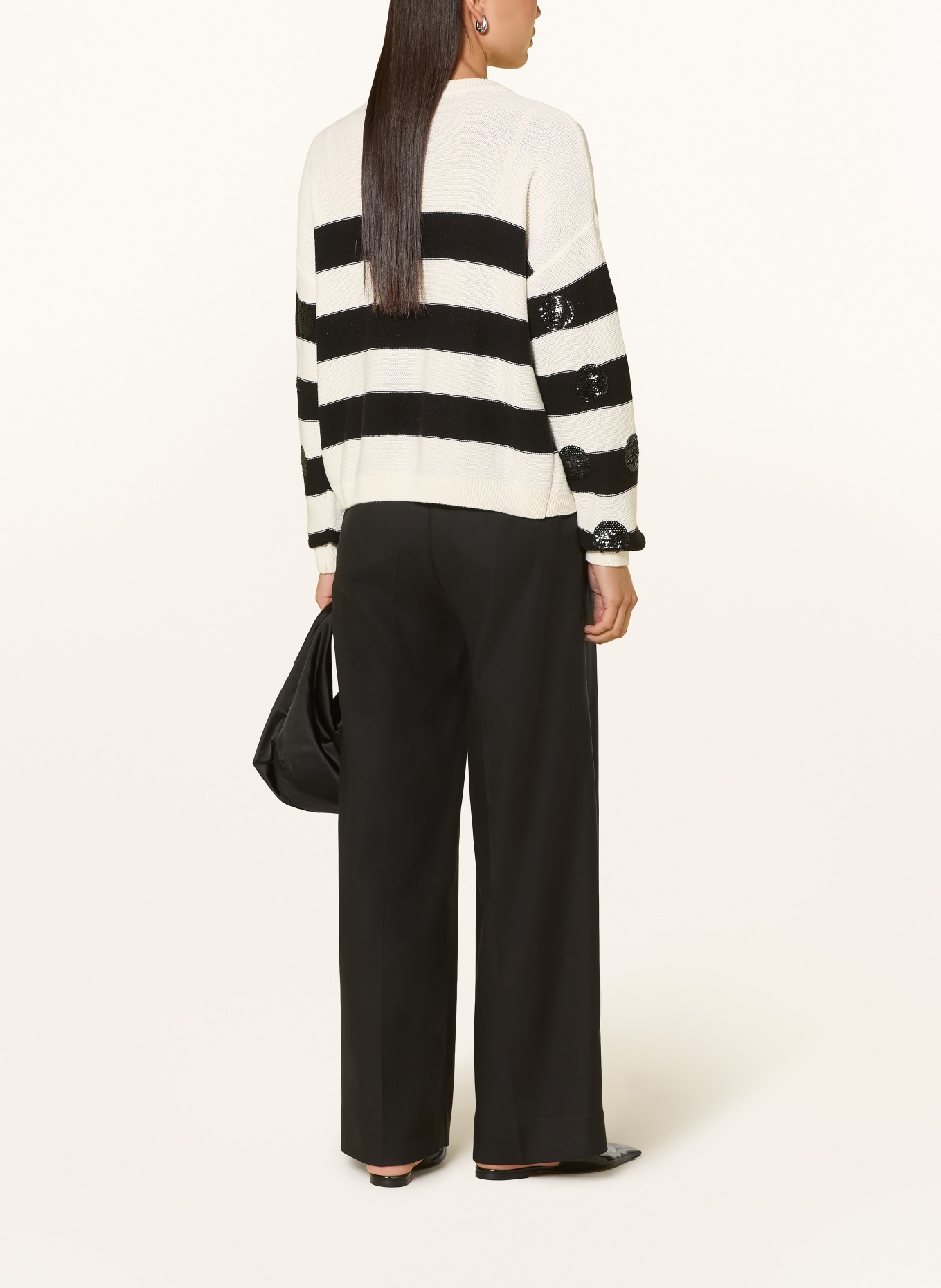oui Sequin Sweater: WHITE / BLACK