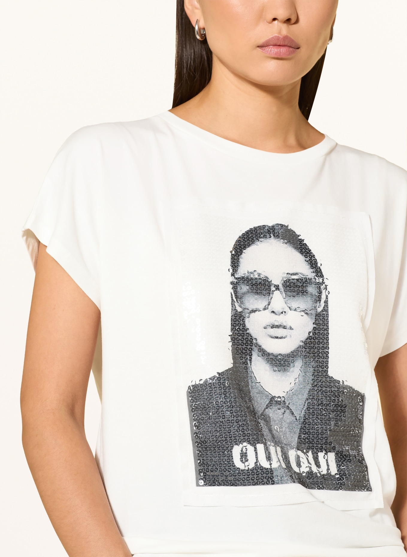 oui Sequin T-shirt: WHITE