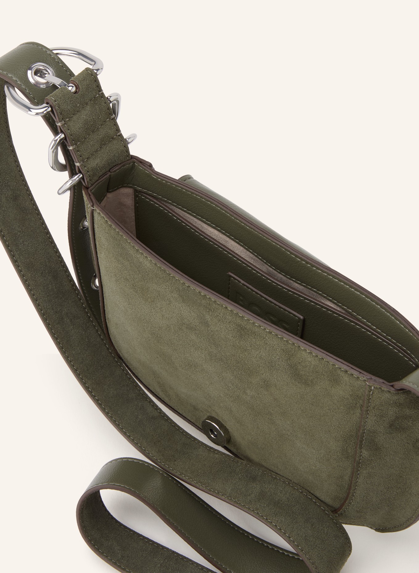 BOSS CLARICE Crossbody Bag: DARK GREEN / SILVER