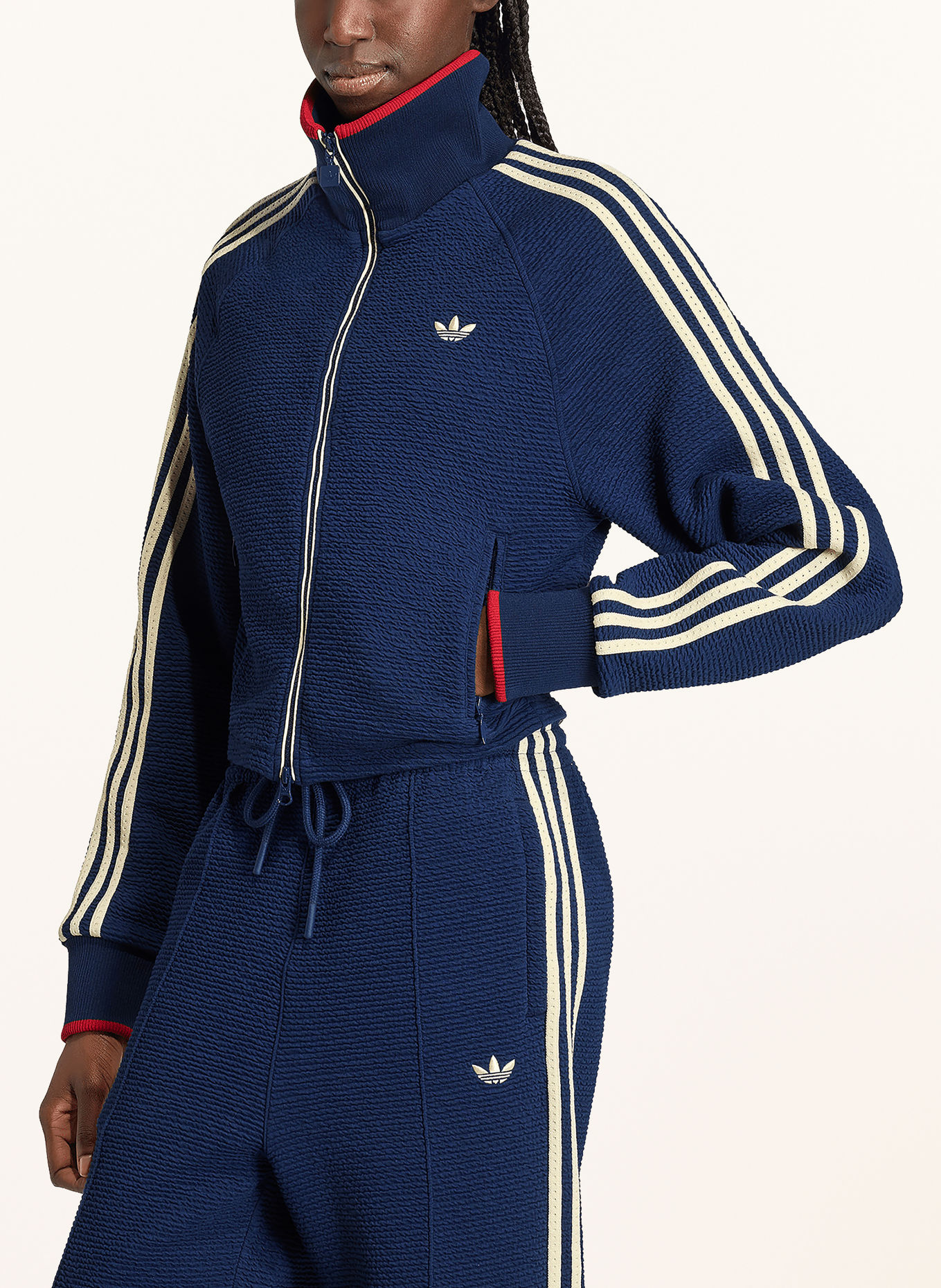 adidas Originals FIREBIRD Training jacket made of jersey: DARK BLUE / ECRU / RED