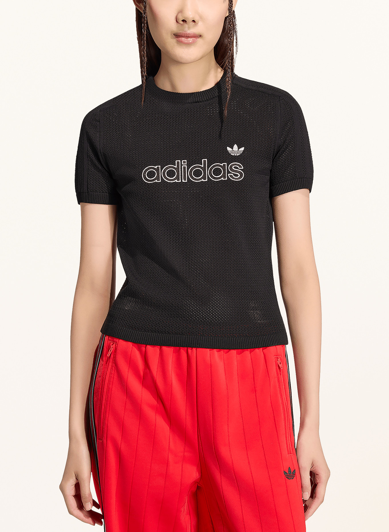 adidas Originals T-shirt MESH CALI en maille: NOIR / BLANC
