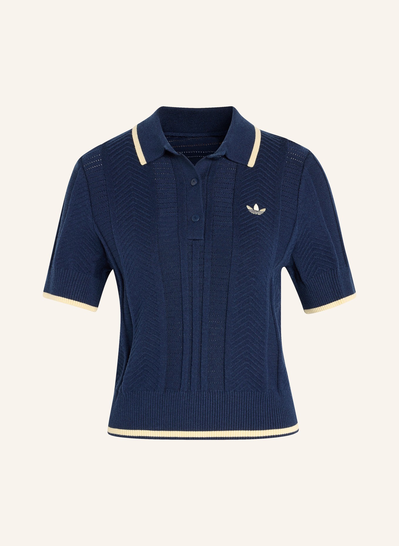 adidas Originals Knit polo shirt CABLE KNIT CALI: DARK BLUE / WHITE