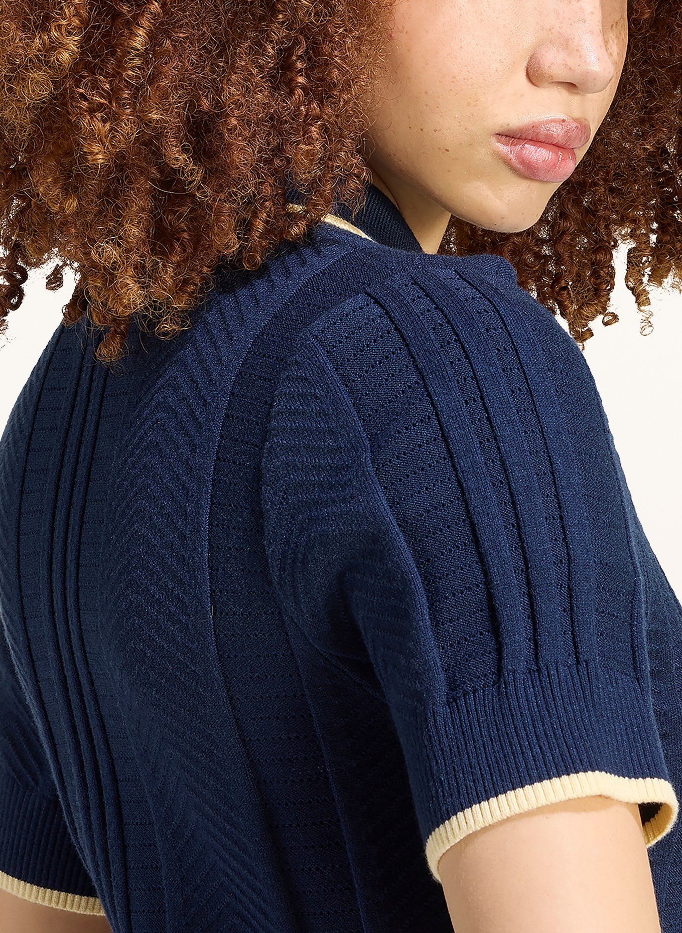 adidas Originals Knit polo shirt CABLE KNIT CALI: DARK BLUE / WHITE