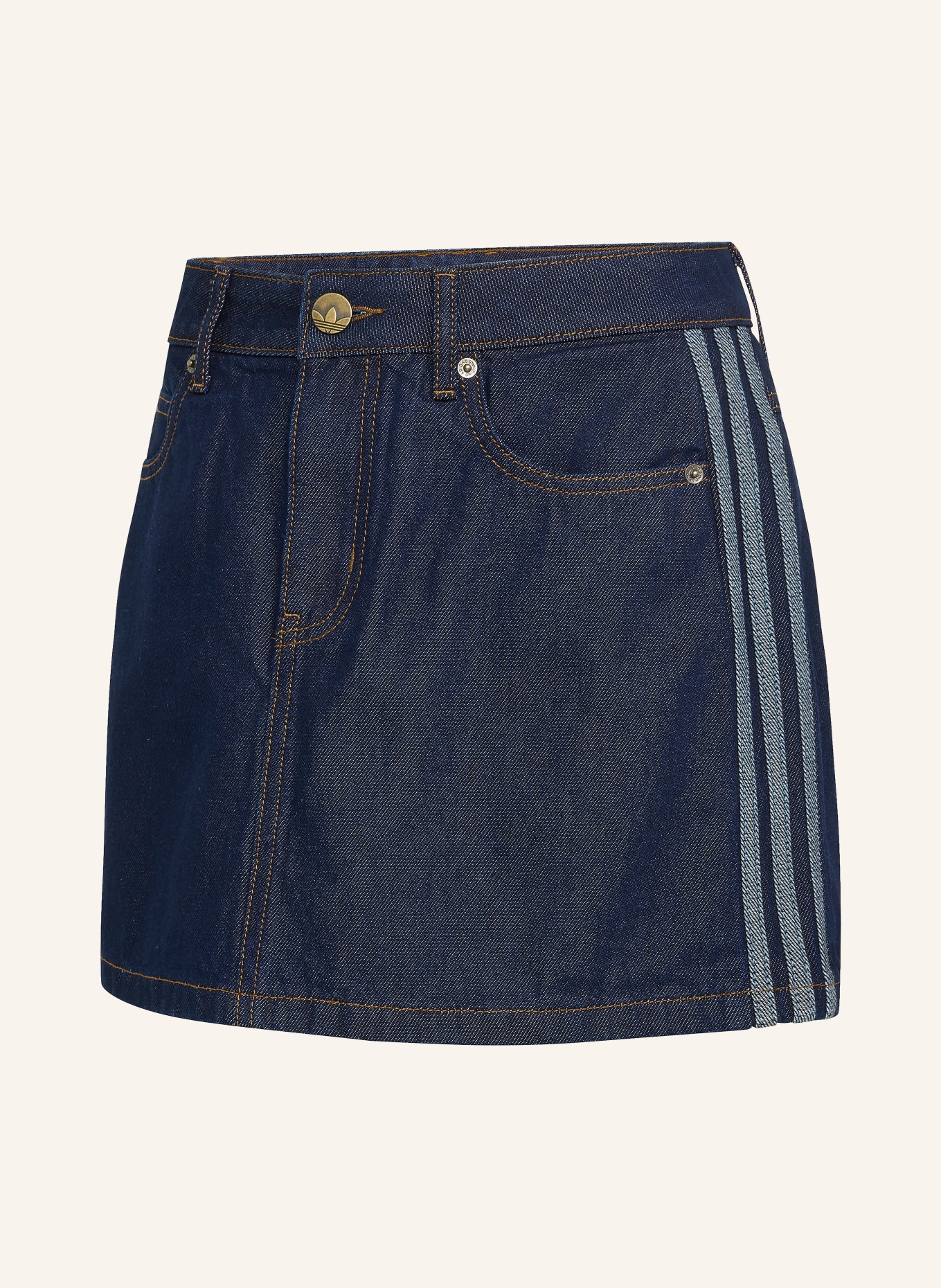 adidas Originals Fustă din denim cu 3 dungi: ALBASTRU ÎNCHIS
