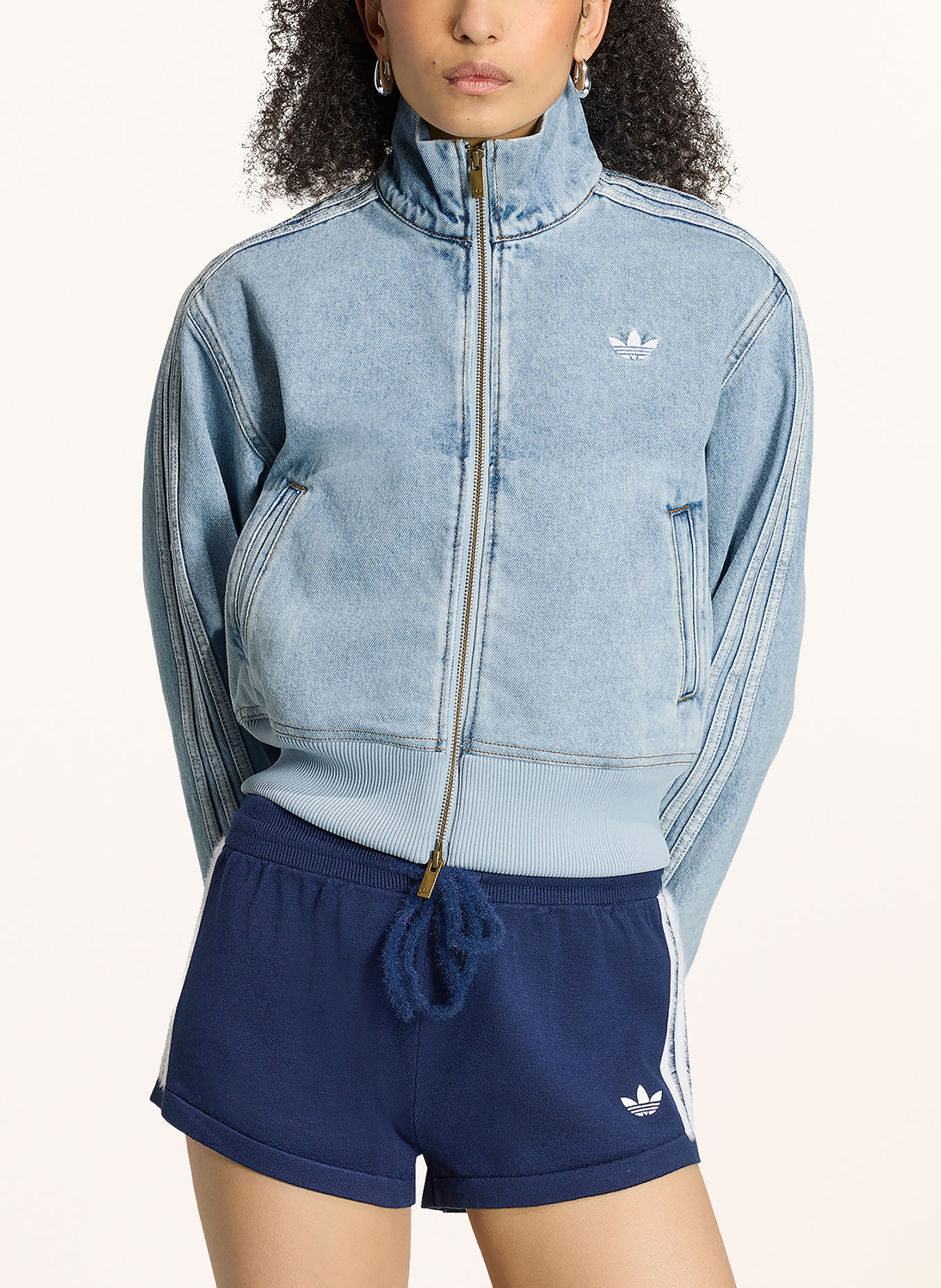 adidas Originals Denim jacket with braided trim: LGHDEN