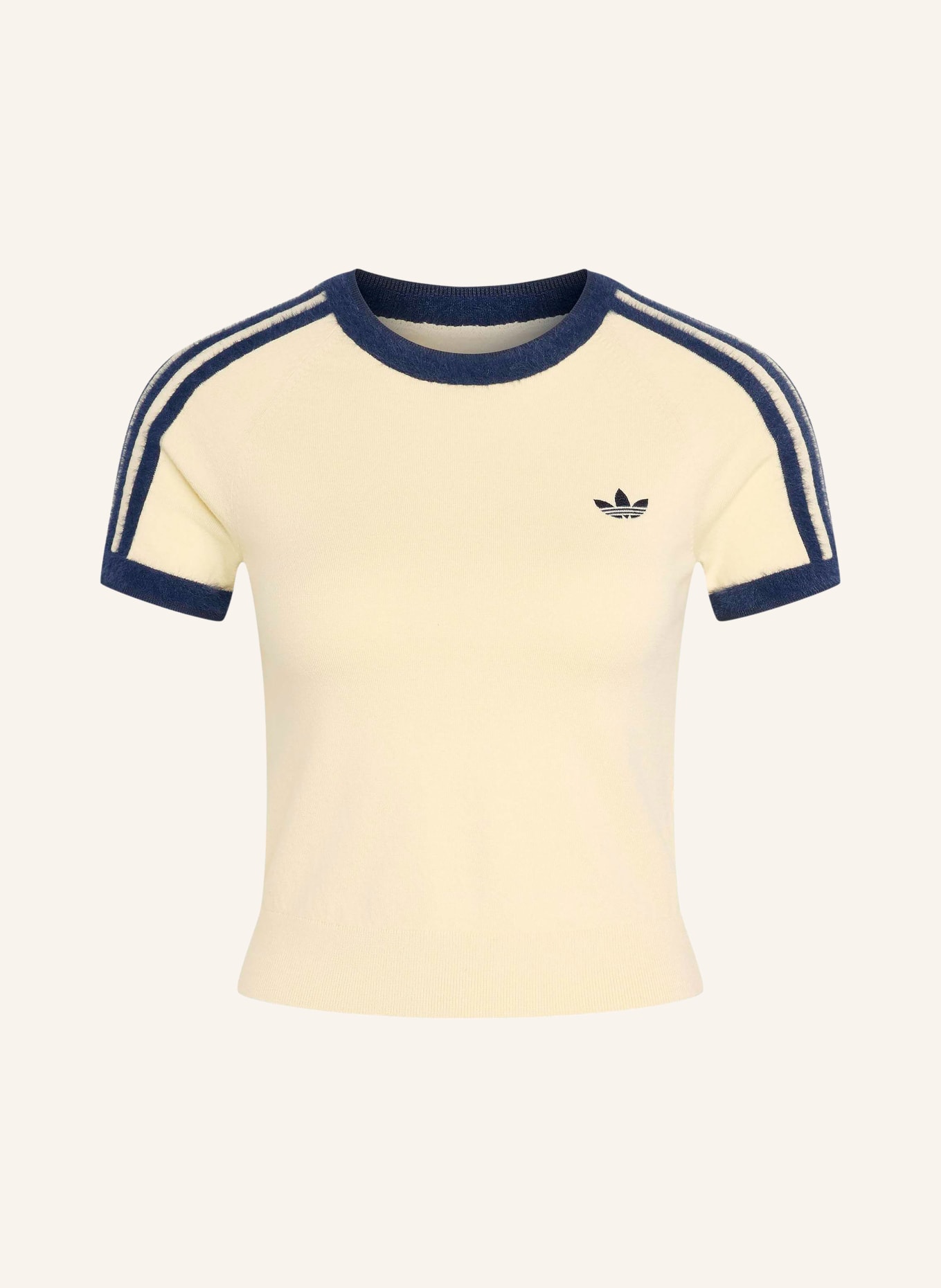 adidas Originals T-shirt en maille KNITTED TEE: ÉCRU / BLEU FONCÉ