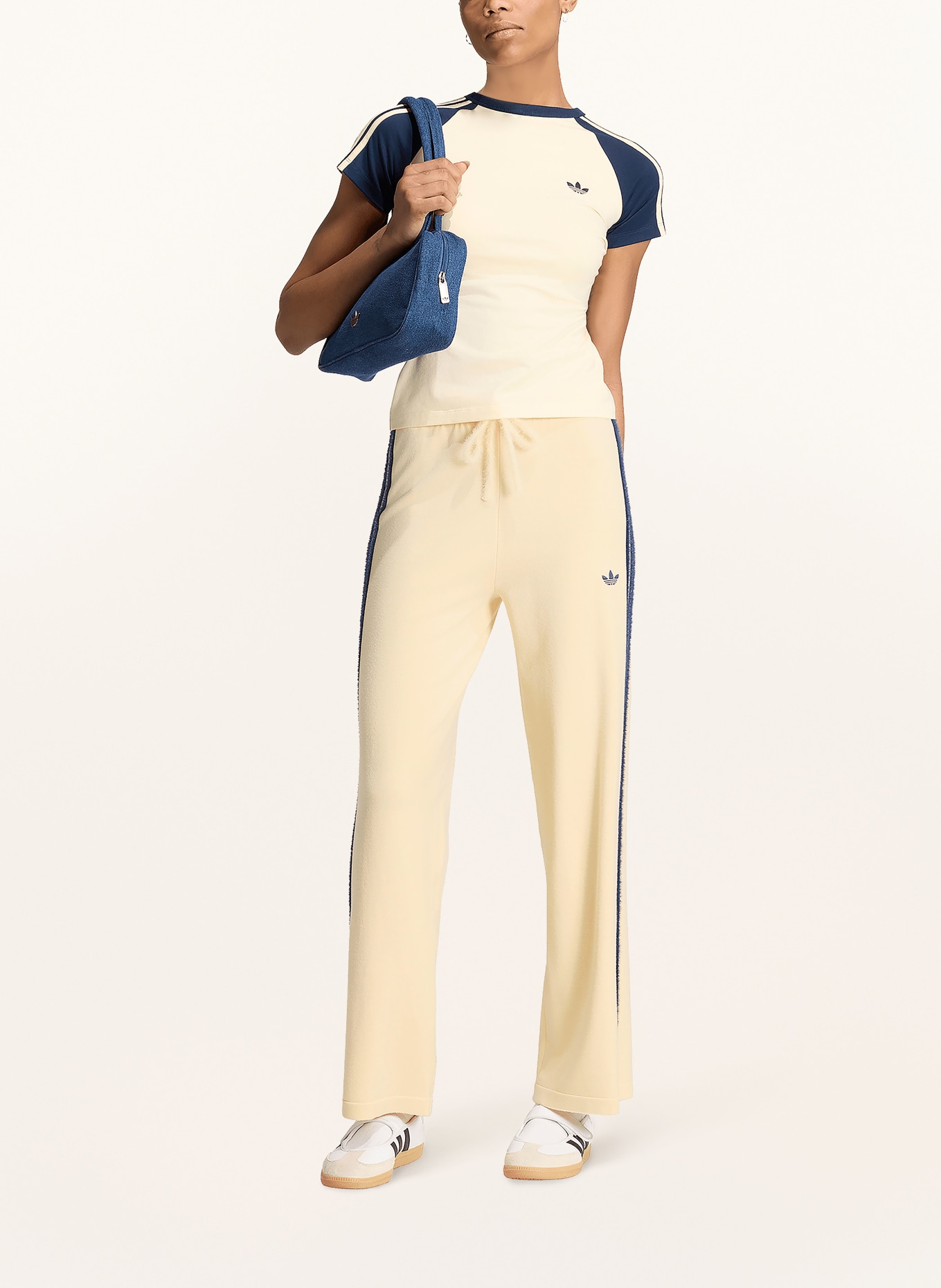 adidas Originals Gebreide broek KNIT FIREBIRD: ECRU / DONKERBLAUW
