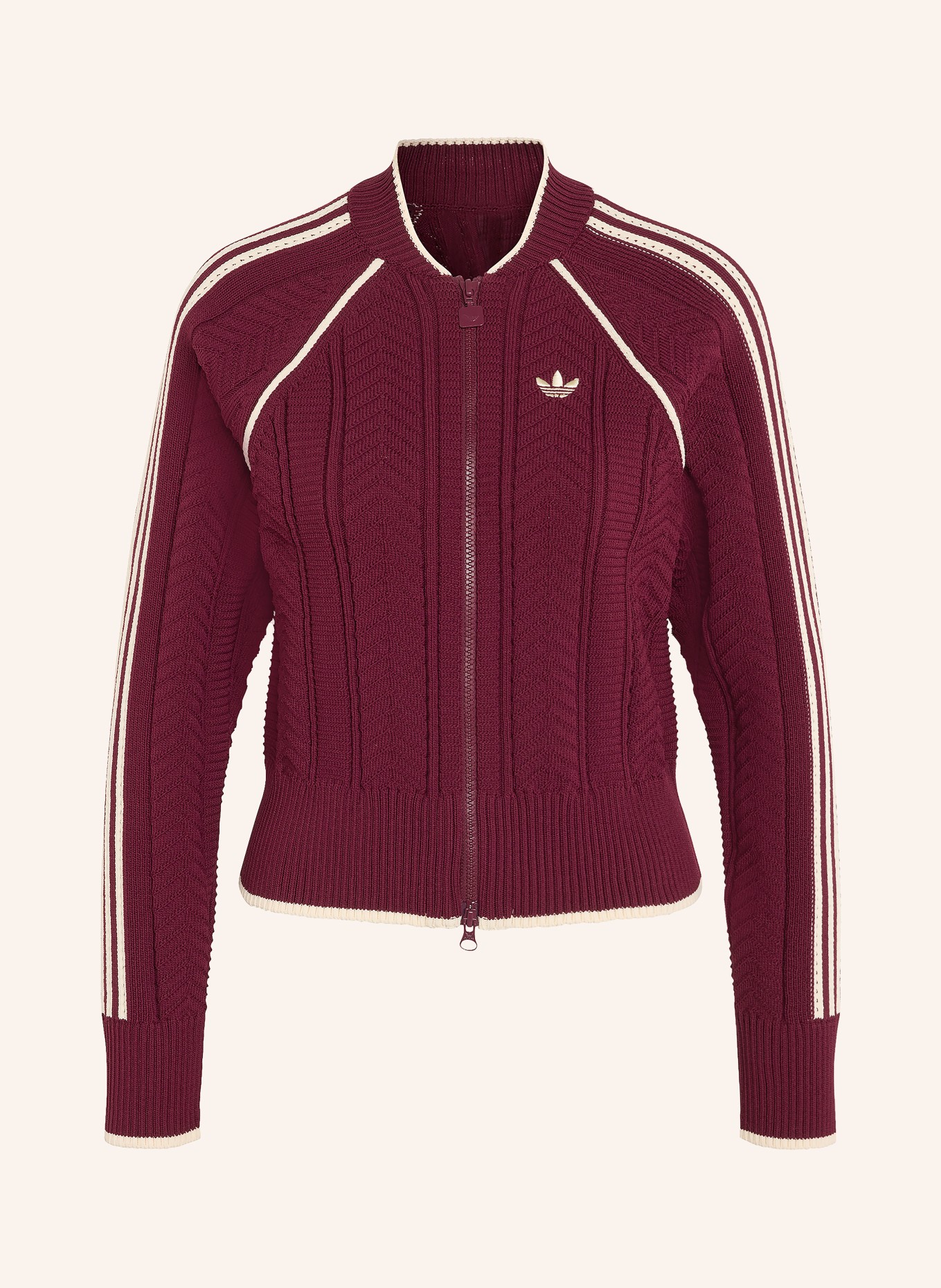 adidas Originals Stickad kofta SST: MÖRKRÖD / ECRU