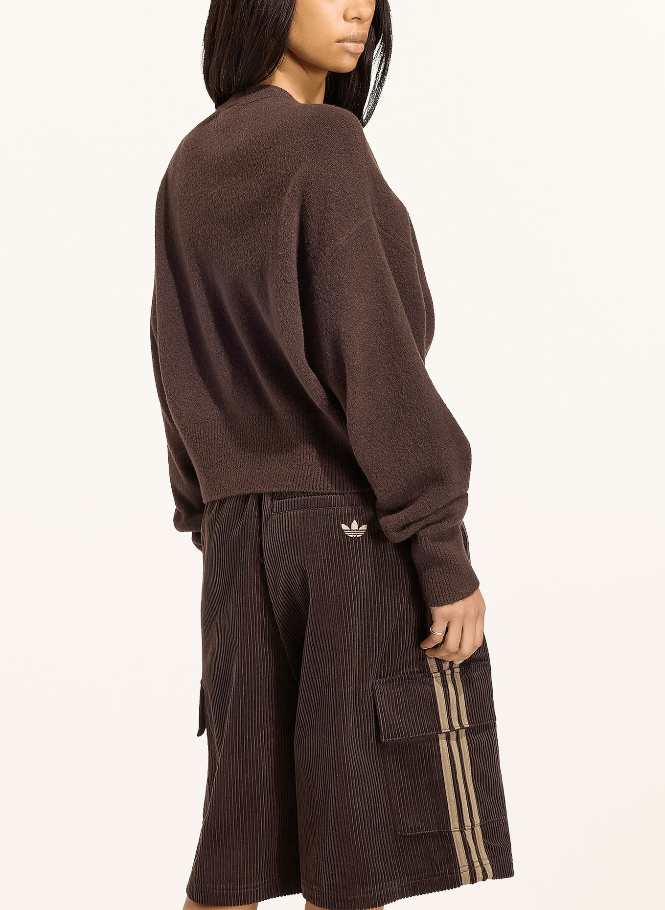 adidas Originals ESSENTIALS Cardigan: DARK BROWN