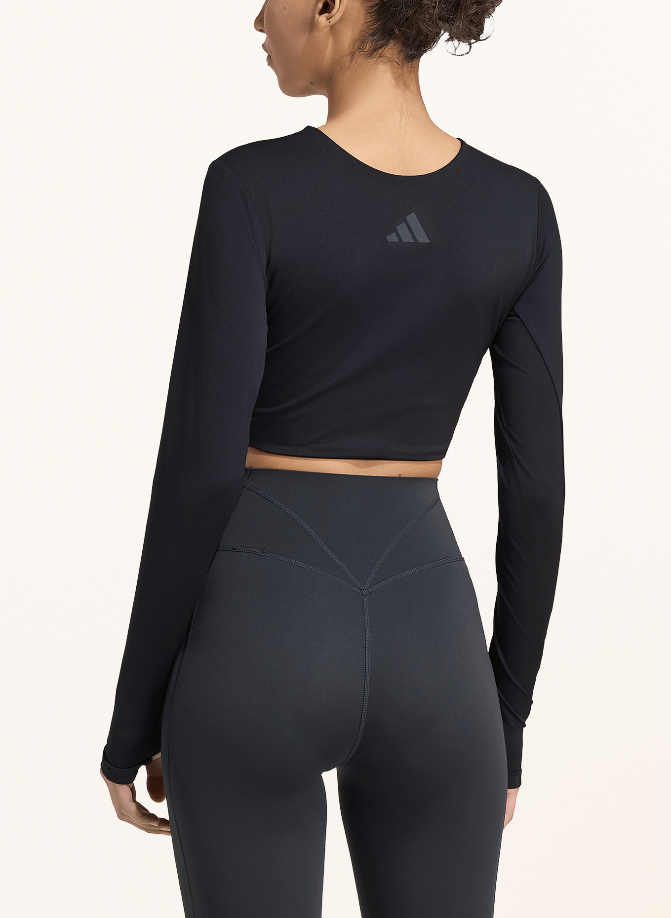 adidas Tricou cu mâneci lungi POWER TWIST: NEGRU