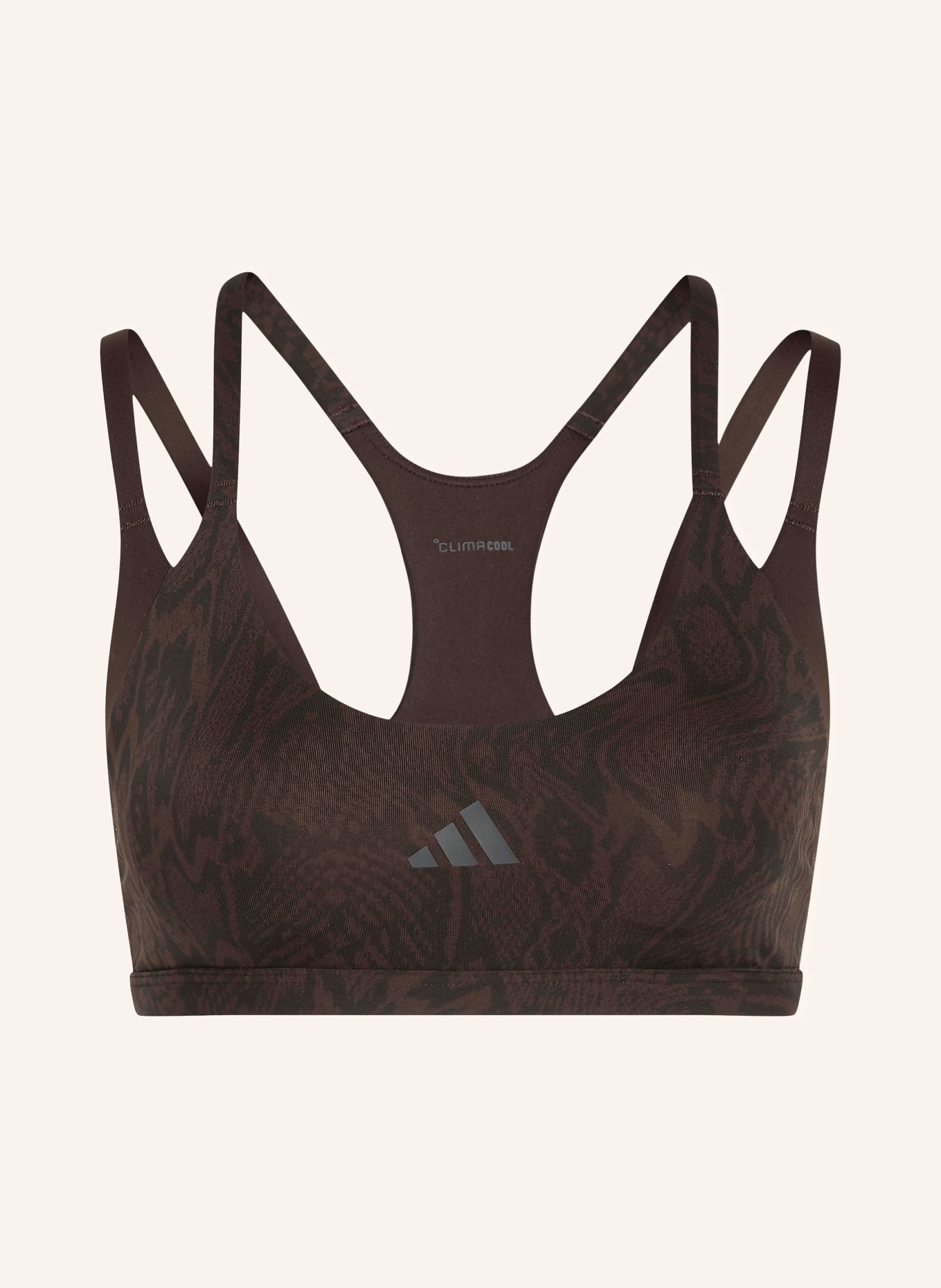 adidas Biustonosz sportowy OPTIMÉ WORKOUT SNAKE: CIEMNOBRĄZOWY / CZARNY