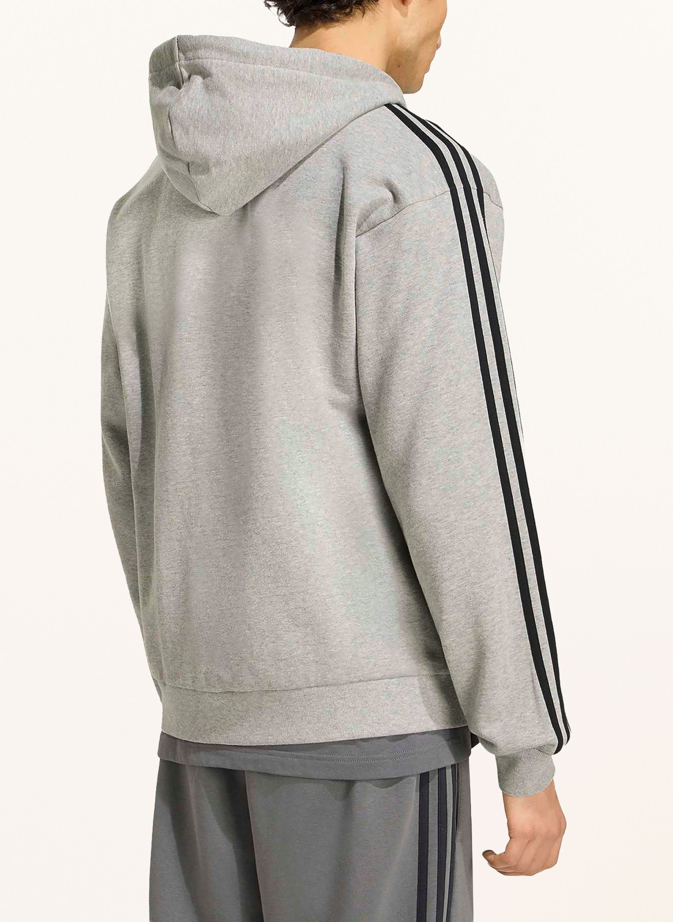 adidas ESSENTIALS 3-Stripe Zip-up Sweatshirt Jacket: GRAY