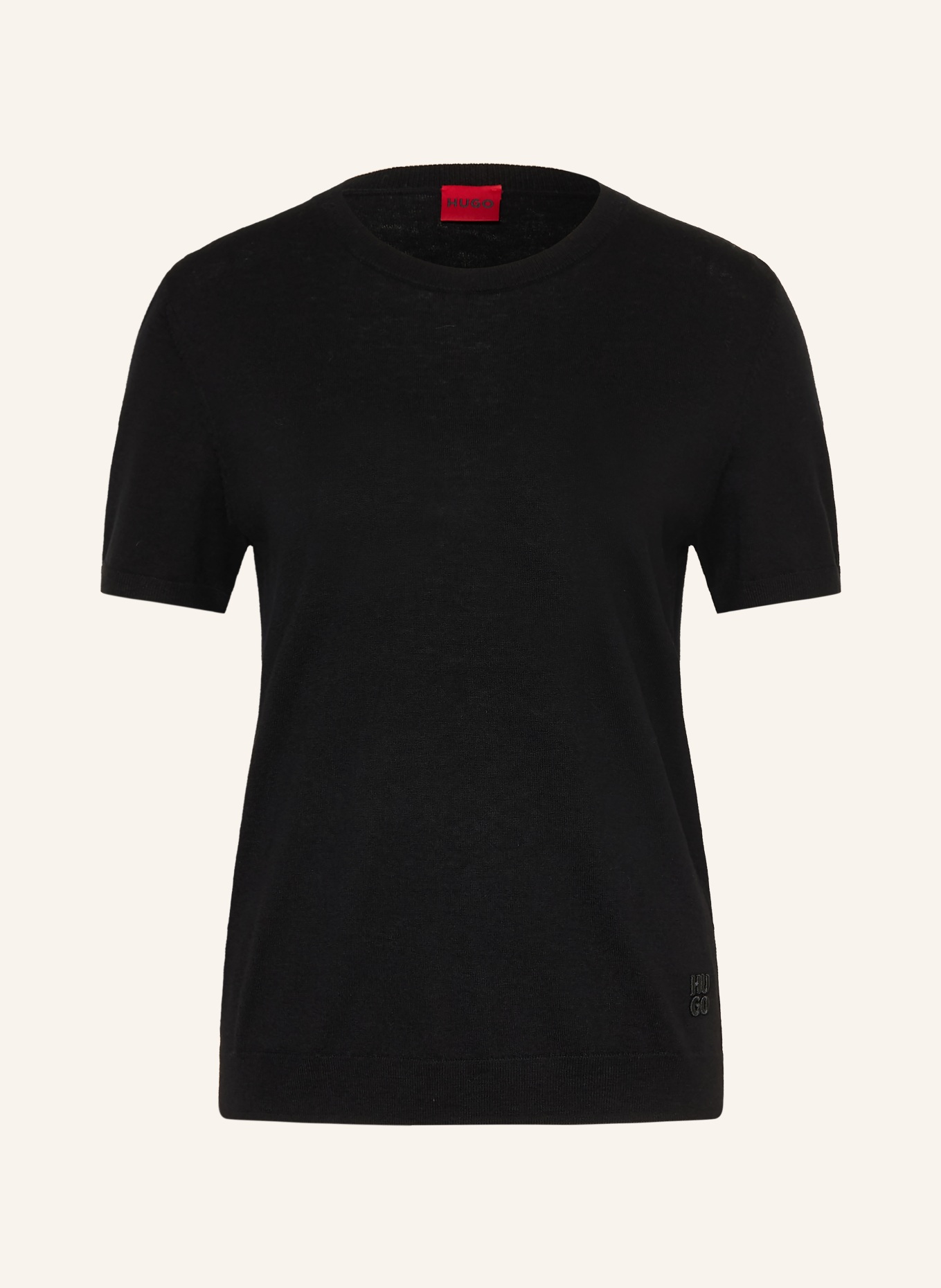 HUGO Strickshirt SESSINAK: SCHWARZ