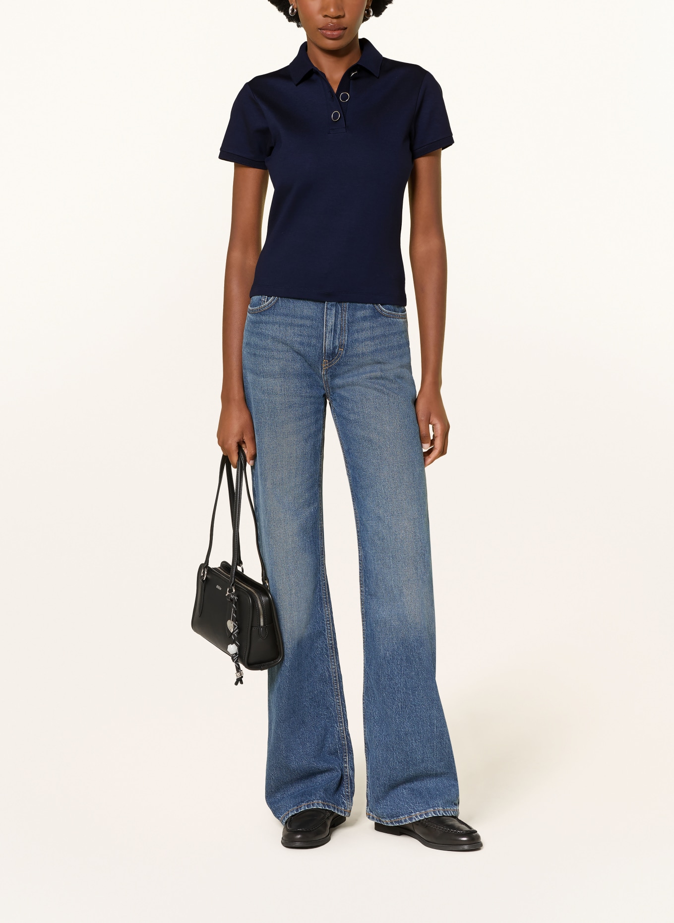 HUGO Jersey-Poloshirt DEREYEL: DUNKELBLAU