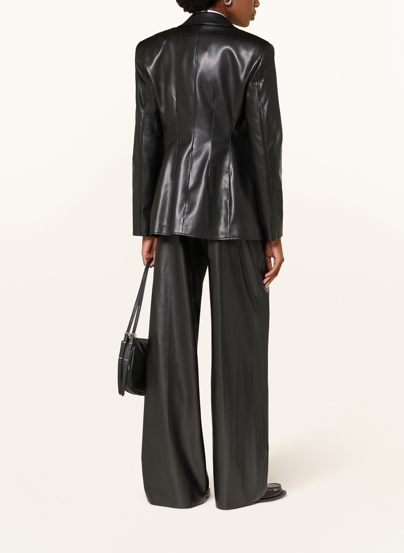 HUGO ASMALLA Leather-Look Blazer: BLACK