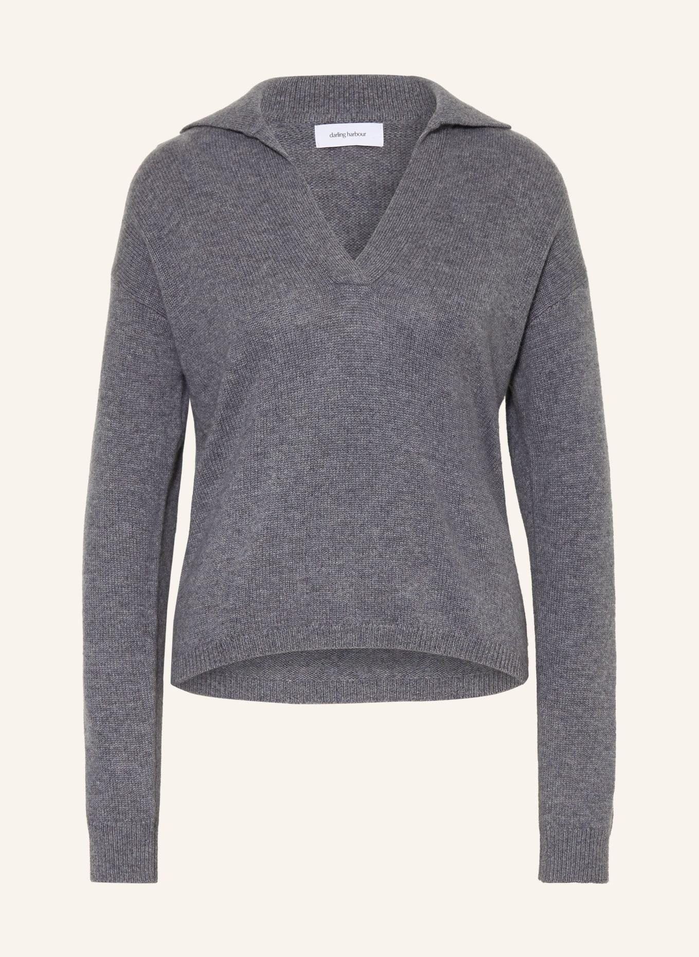 darling harbour Cashmere knit polo shirt: midgrey melange
