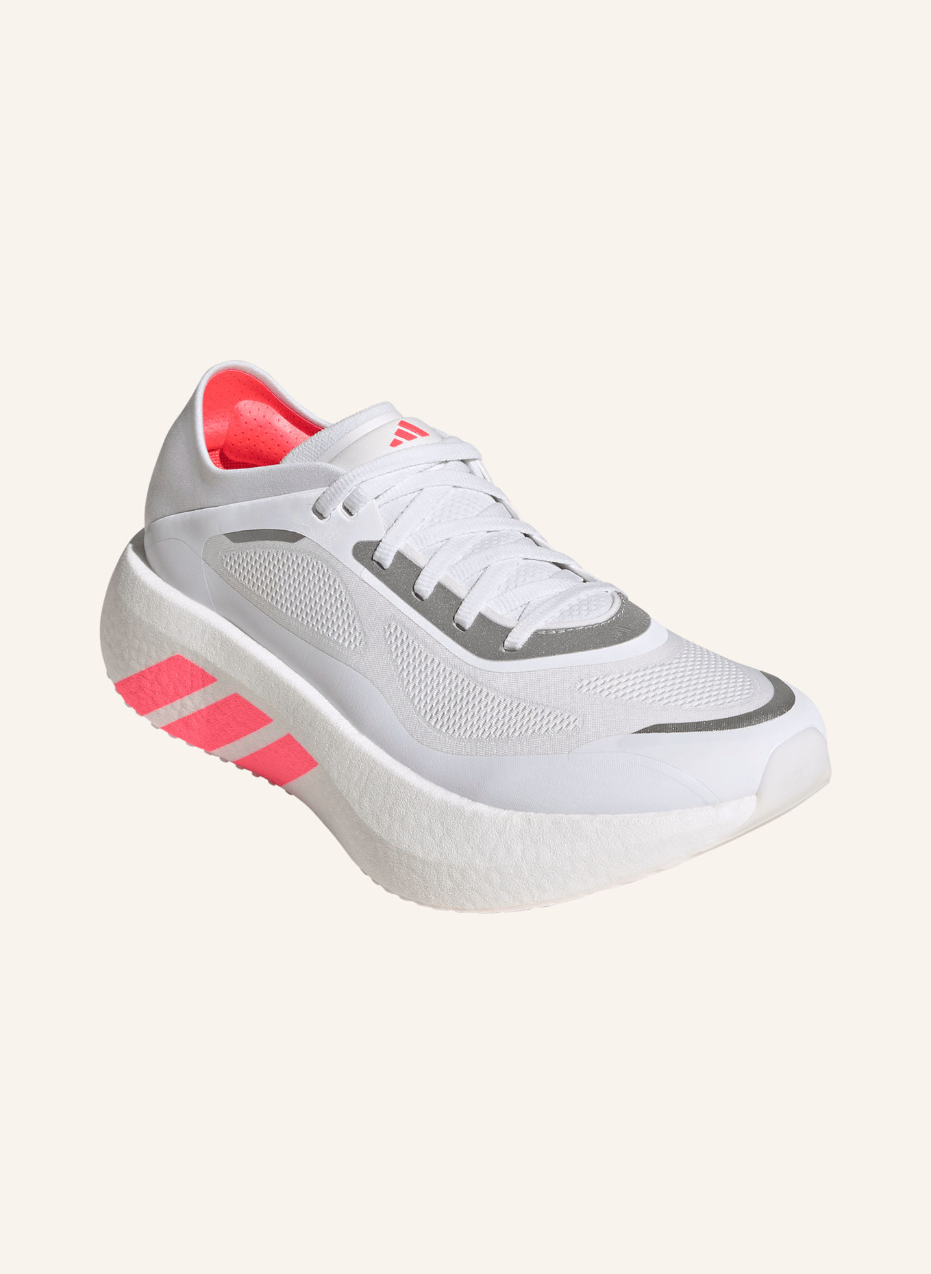 adidas HYPERBOOST RUN Running Shoes: WHITE / NEON RED