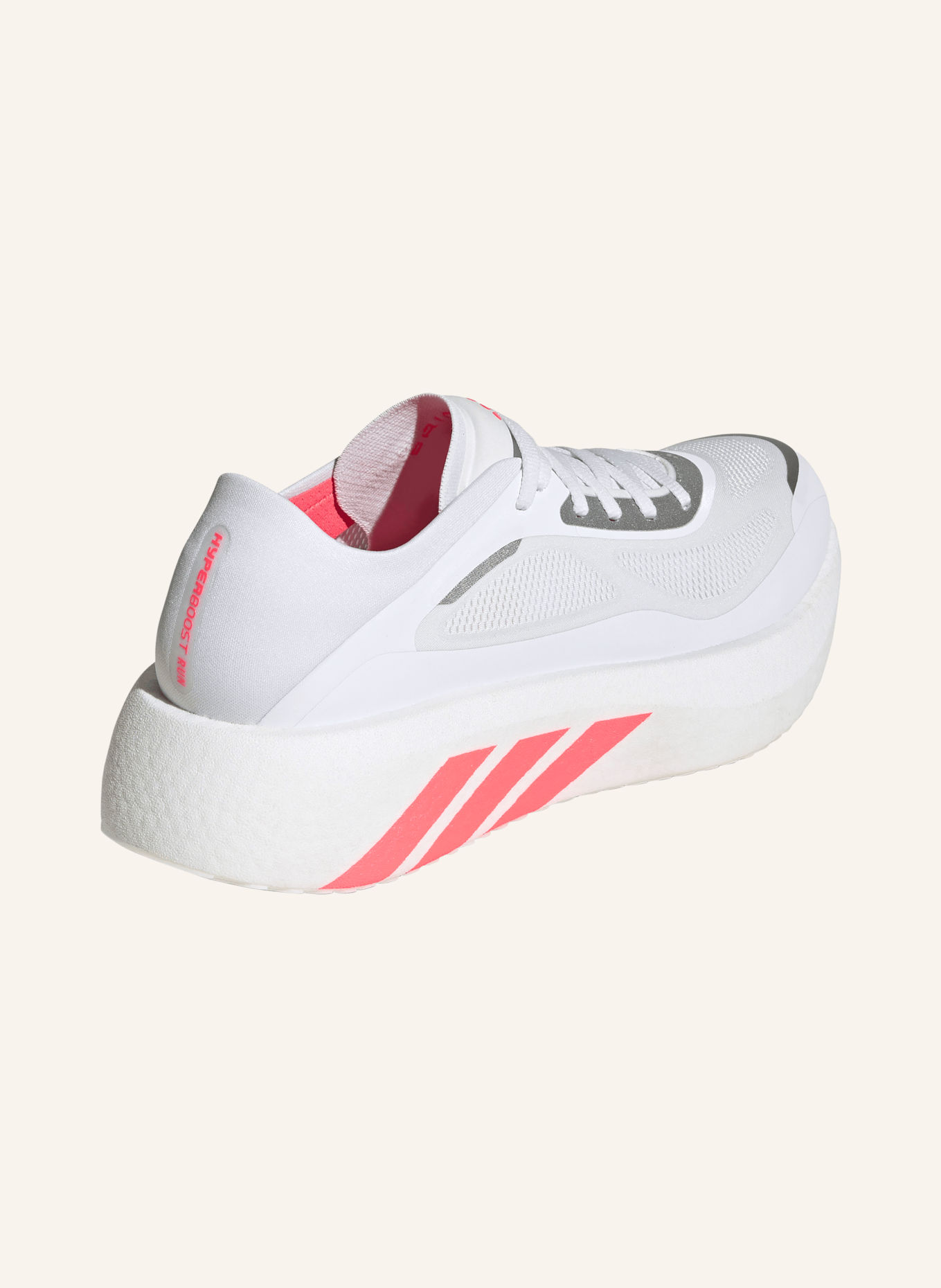 adidas HYPERBOOST RUN Running Shoes: WHITE / NEON RED