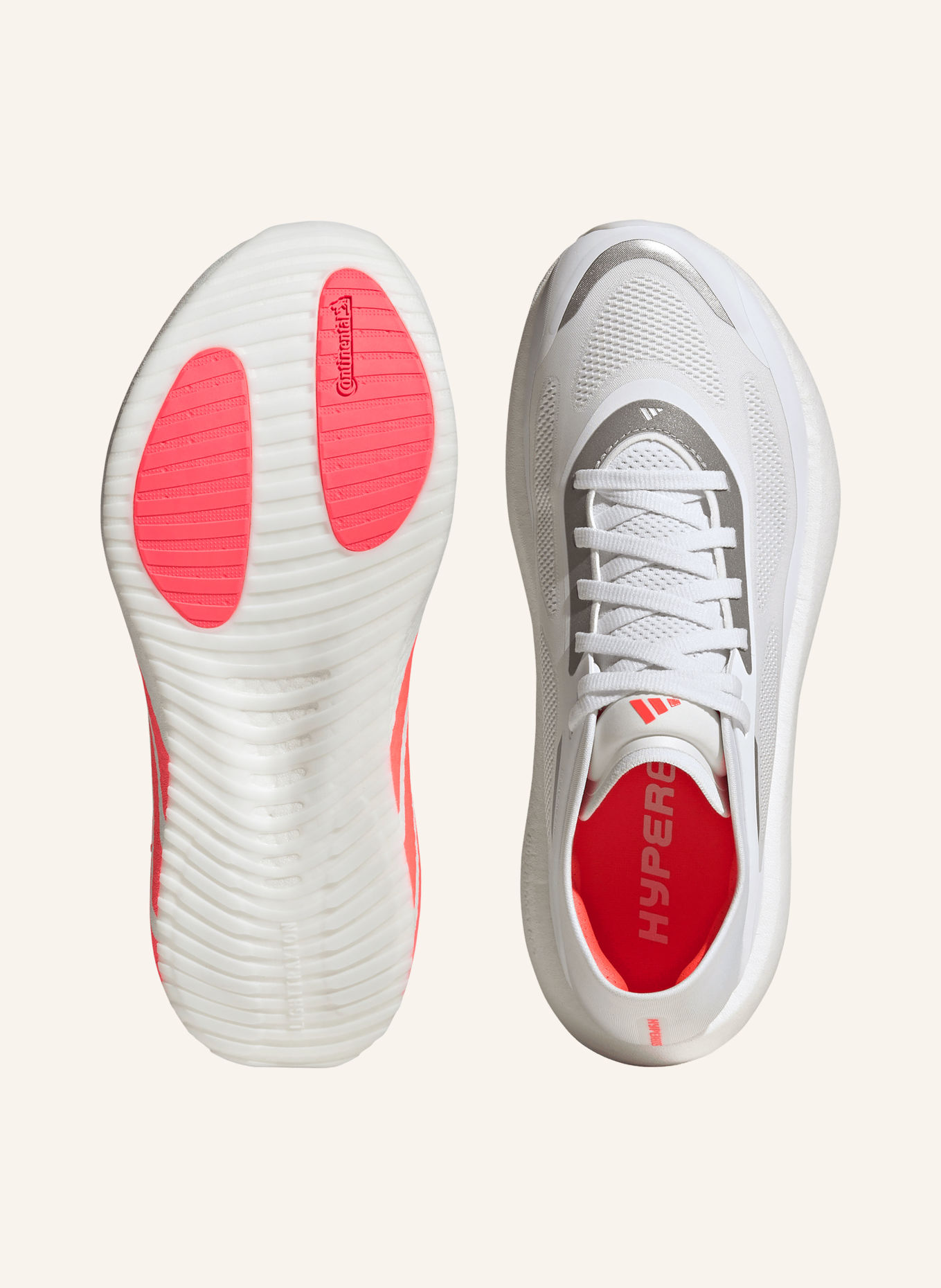 adidas HYPERBOOST RUN Running Shoes: WHITE / NEON RED