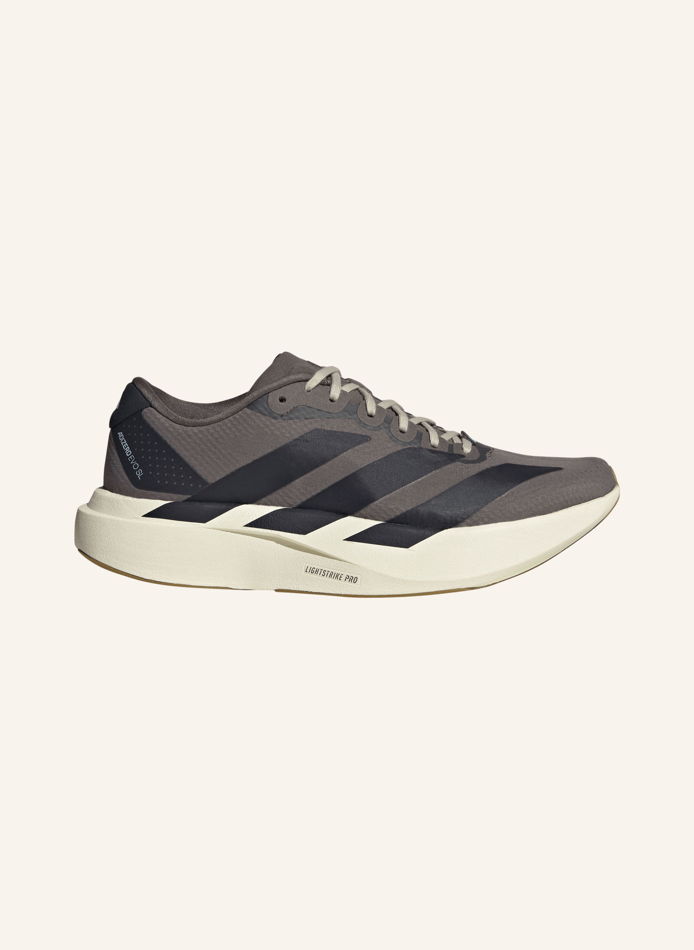 adidas ADIZERO EVO SL Running Shoes: TAUPE / BLACK